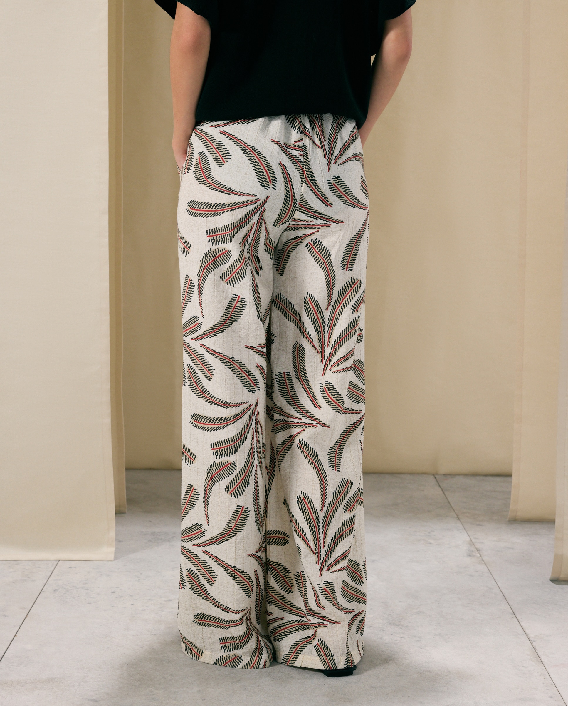 Pantalón ancho de mujer estilo pijamero - Woman El Corte Inglés - Blanco Blanco-3
