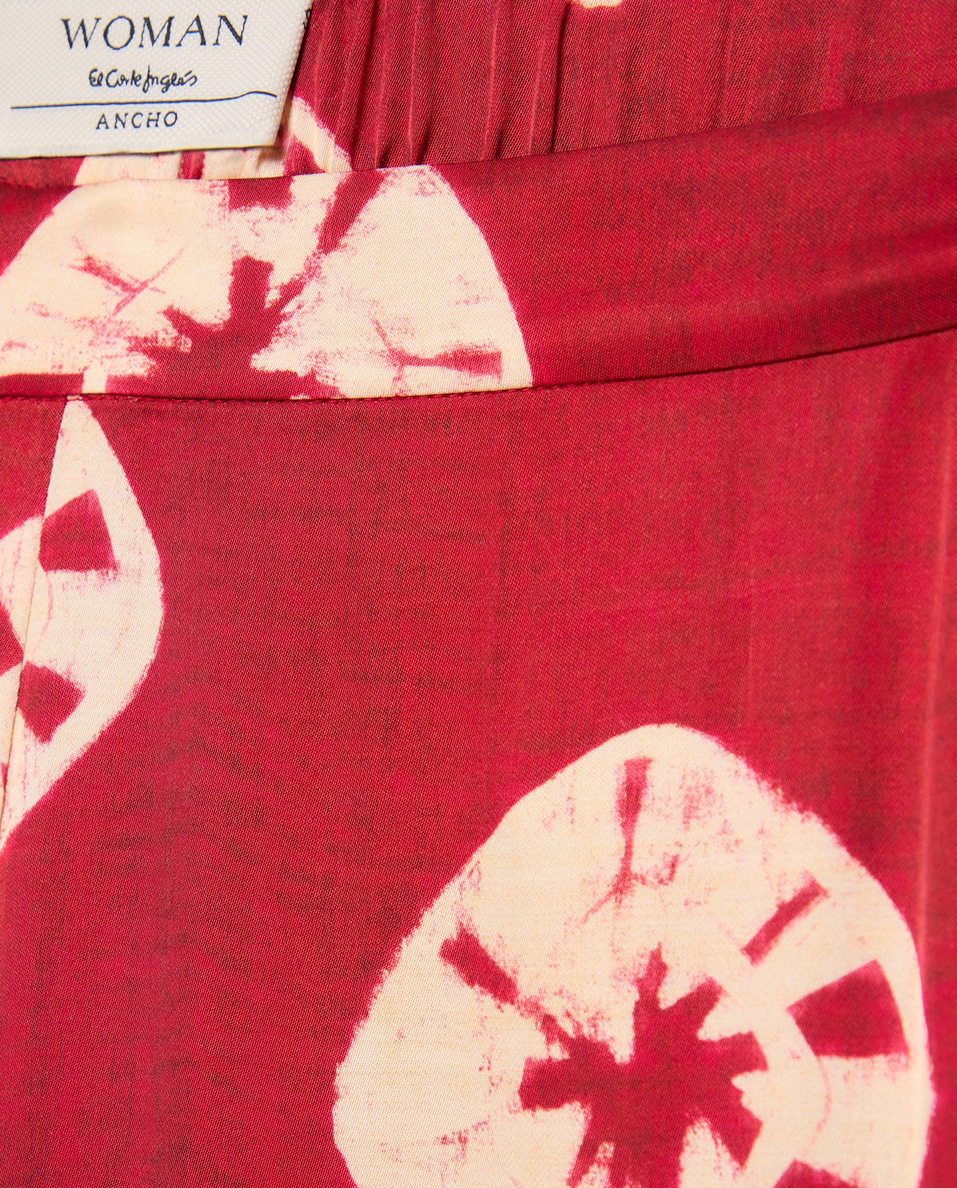 Pantalón pijamero de mujer print satén - Woman El Corte Inglés - Rojo Rojo-5