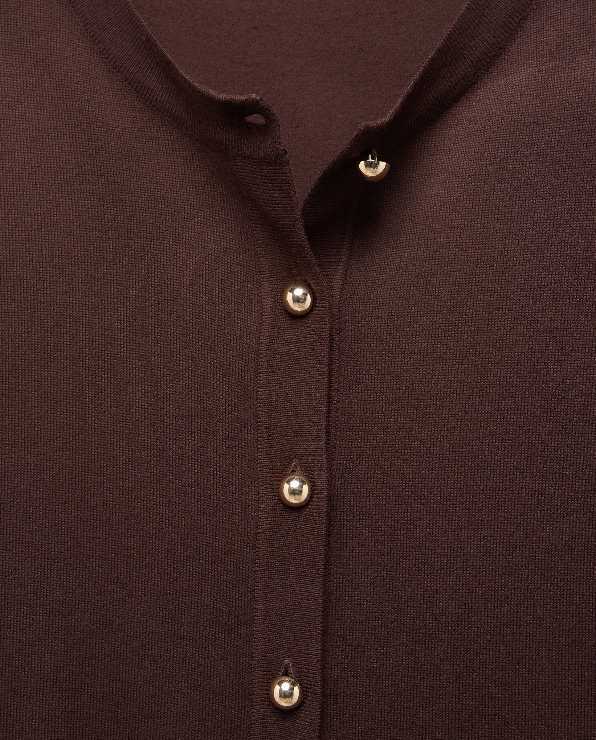 Casaco de Decote Redondo com Botões Grandes Castanho-7