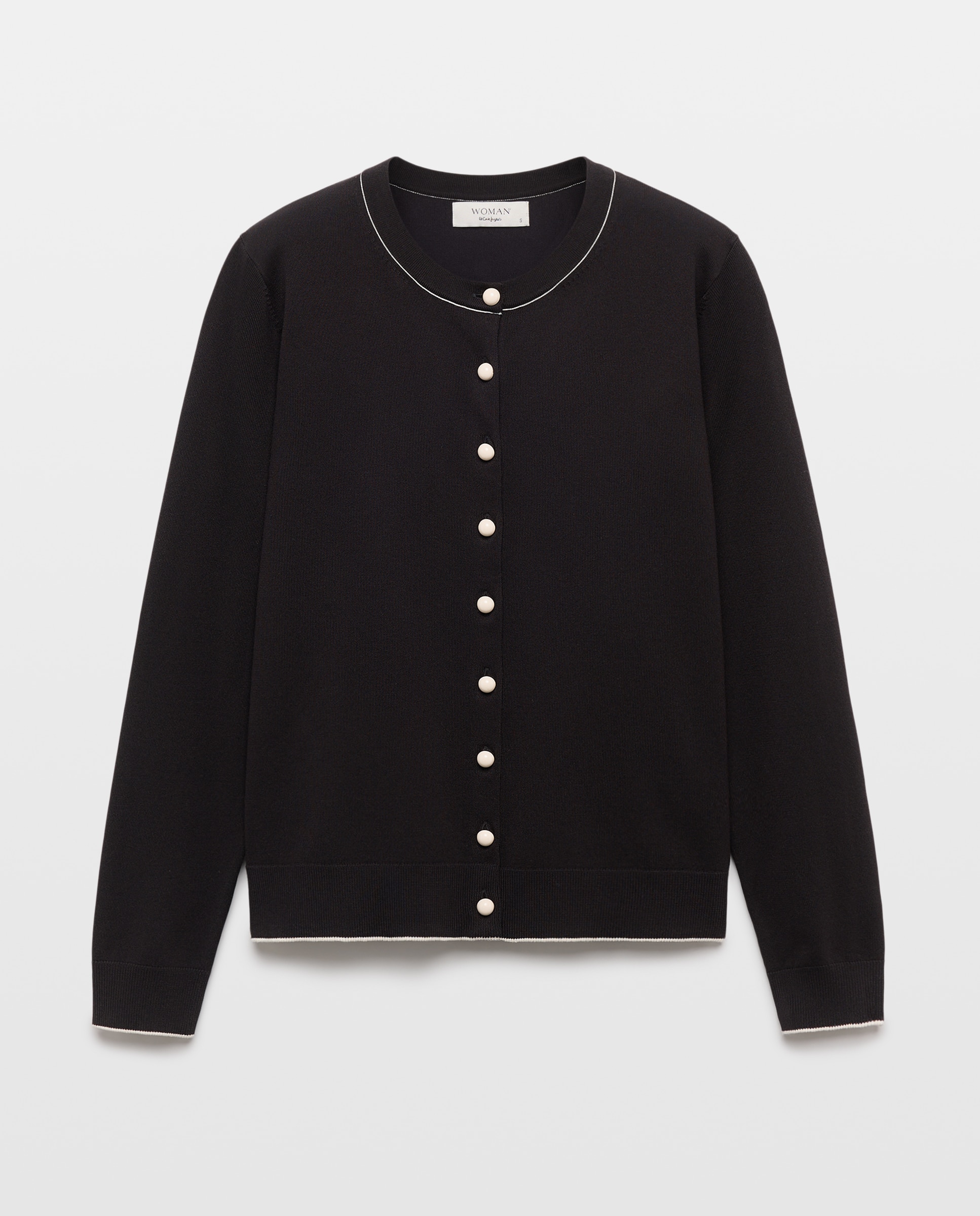 Chaqueta cuello caja con vivo y botón lacado de mujer - Woman El Corte Inglés - Negro Negro-4