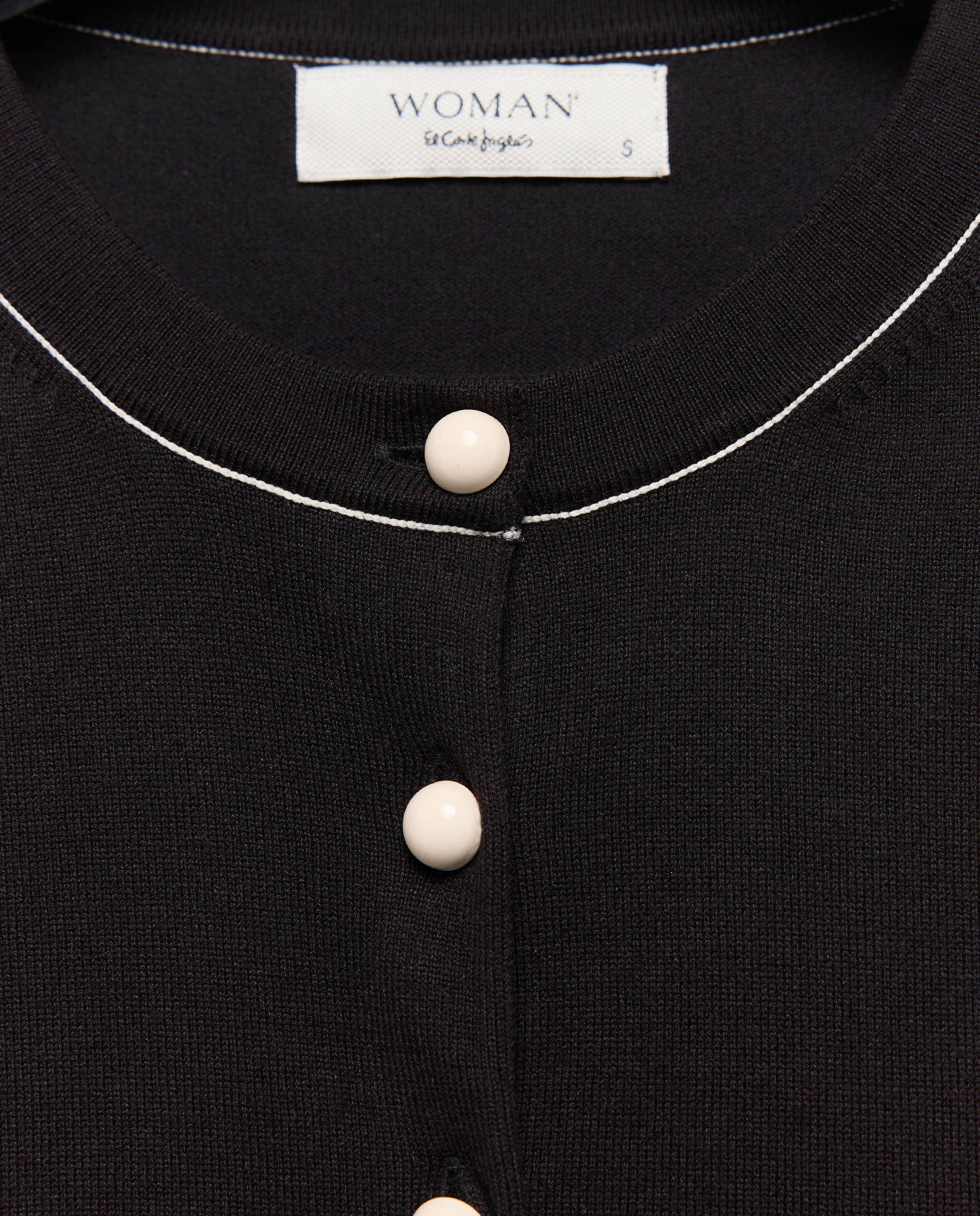 Chaqueta cuello caja con vivo y botón lacado de mujer - Woman El Corte Inglés - Negro Negro-5