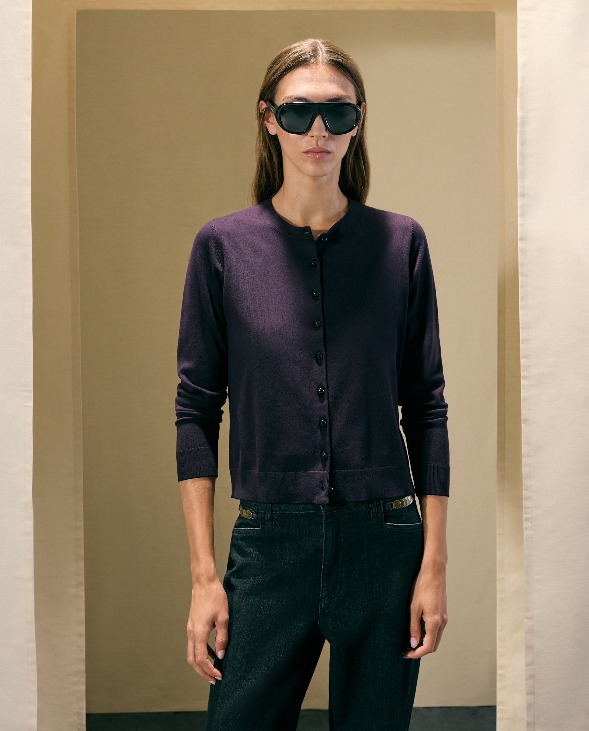 Chaqueta cuello caja con vivo y botón lacado de mujer - Woman El Corte Inglés - Morado Morado-1
