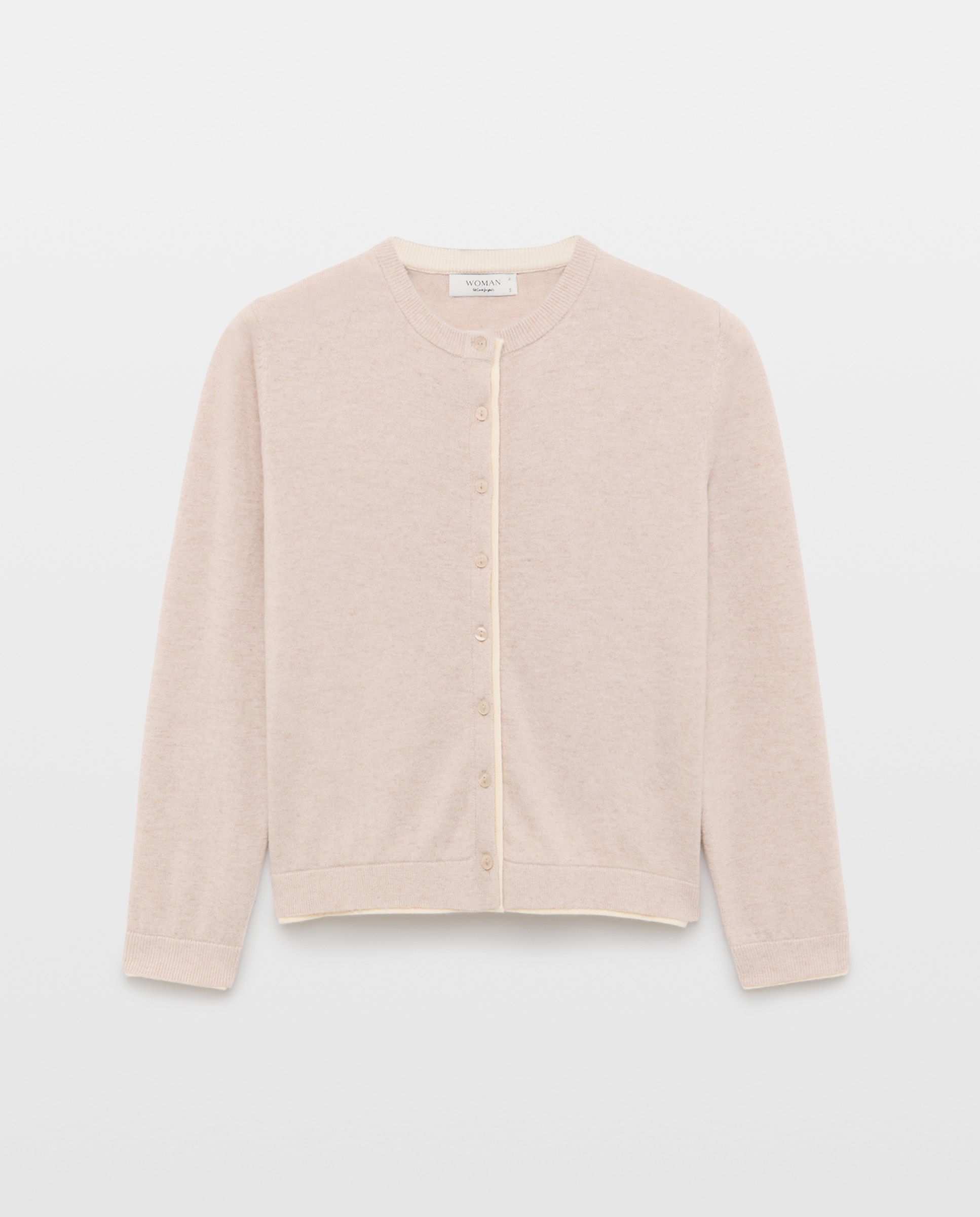 Cárdigan de mujer de cuello caja bicolor - Woman El Corte Inglés - Beige Beige-5