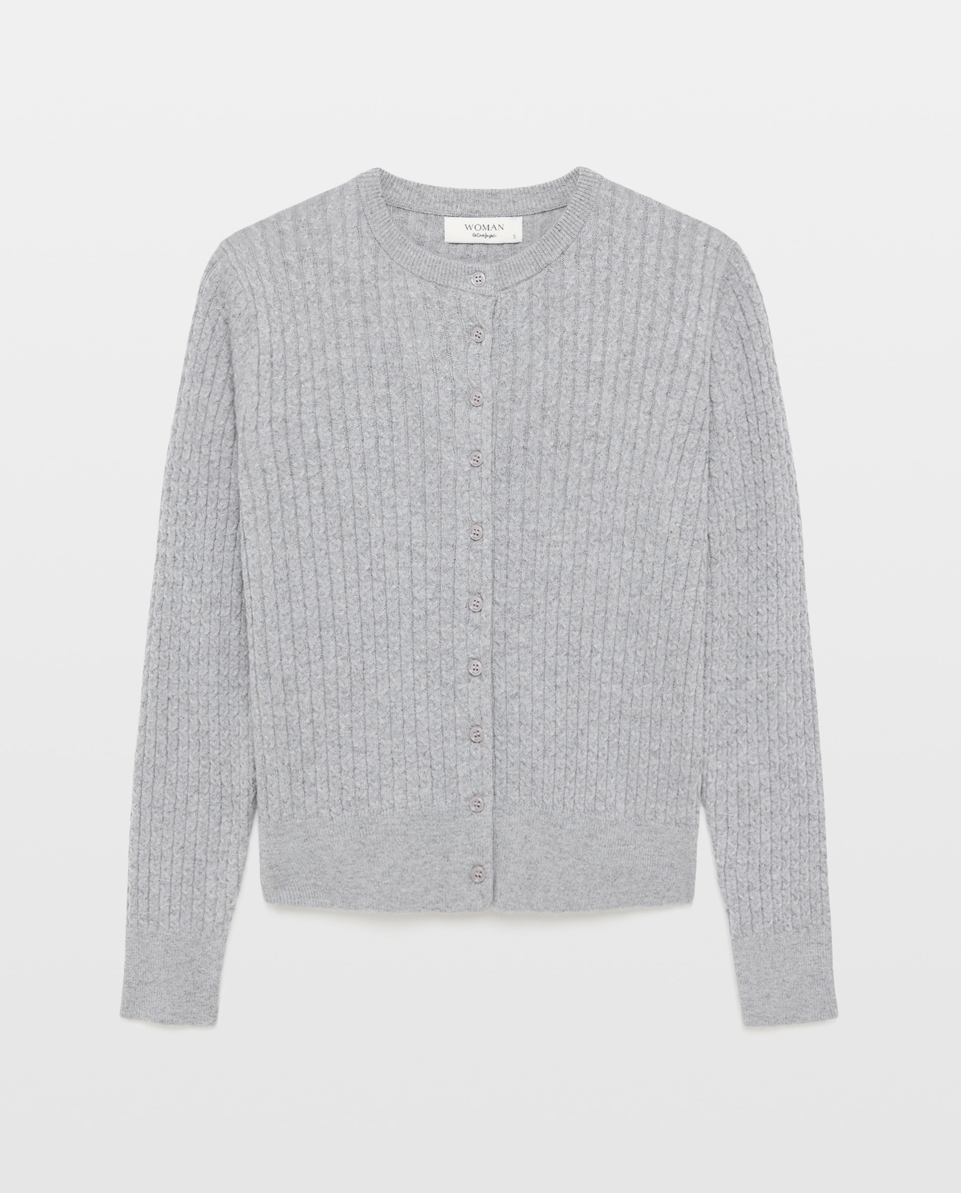 Chaqueta de punto de mujer con ochos y cuello caja - Woman El Corte Inglés - 820 Gris medio 820 Gris medio-4