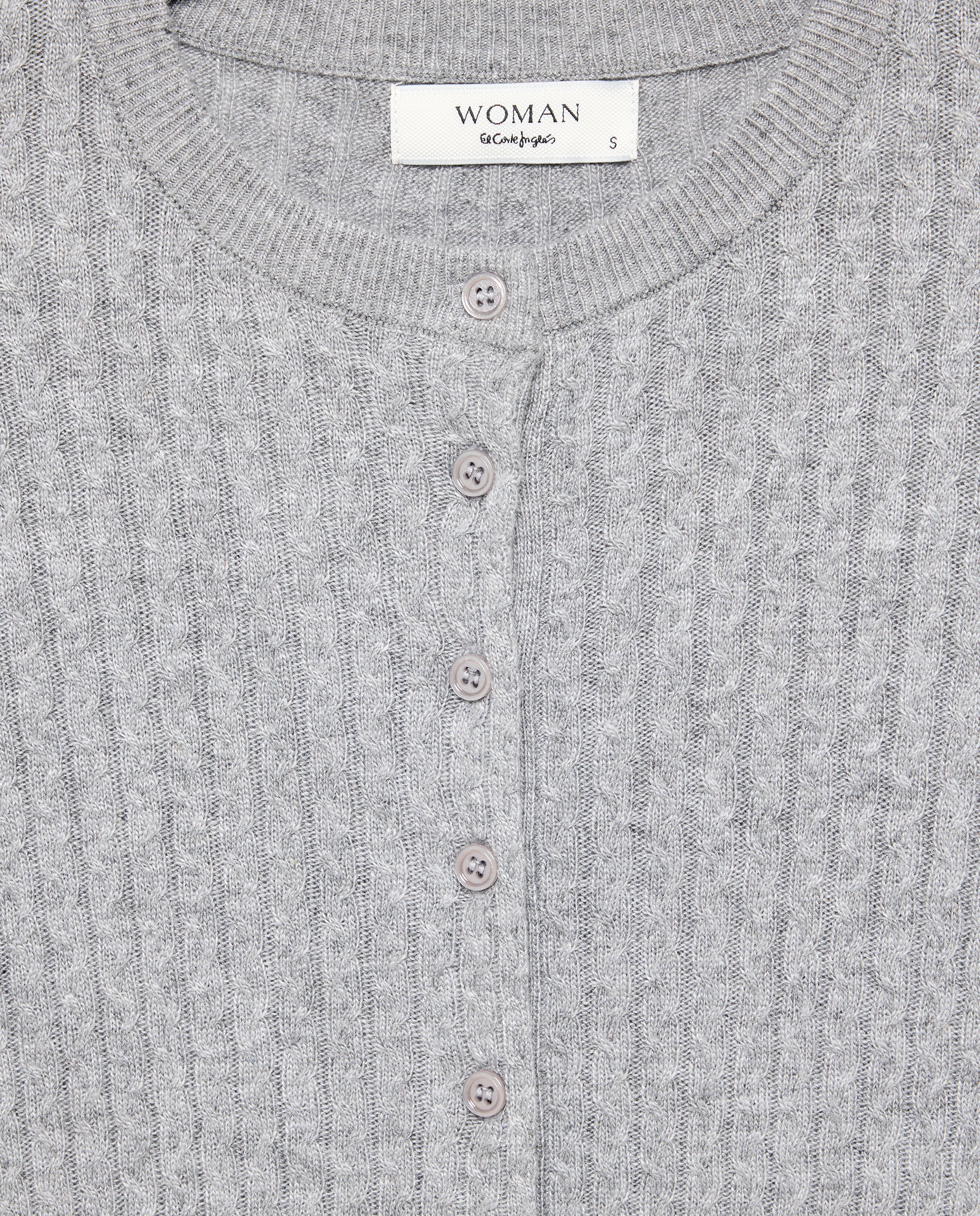 Chaqueta de punto de mujer con ochos y cuello caja - Woman El Corte Inglés - 820 Gris medio 820 Gris medio-5