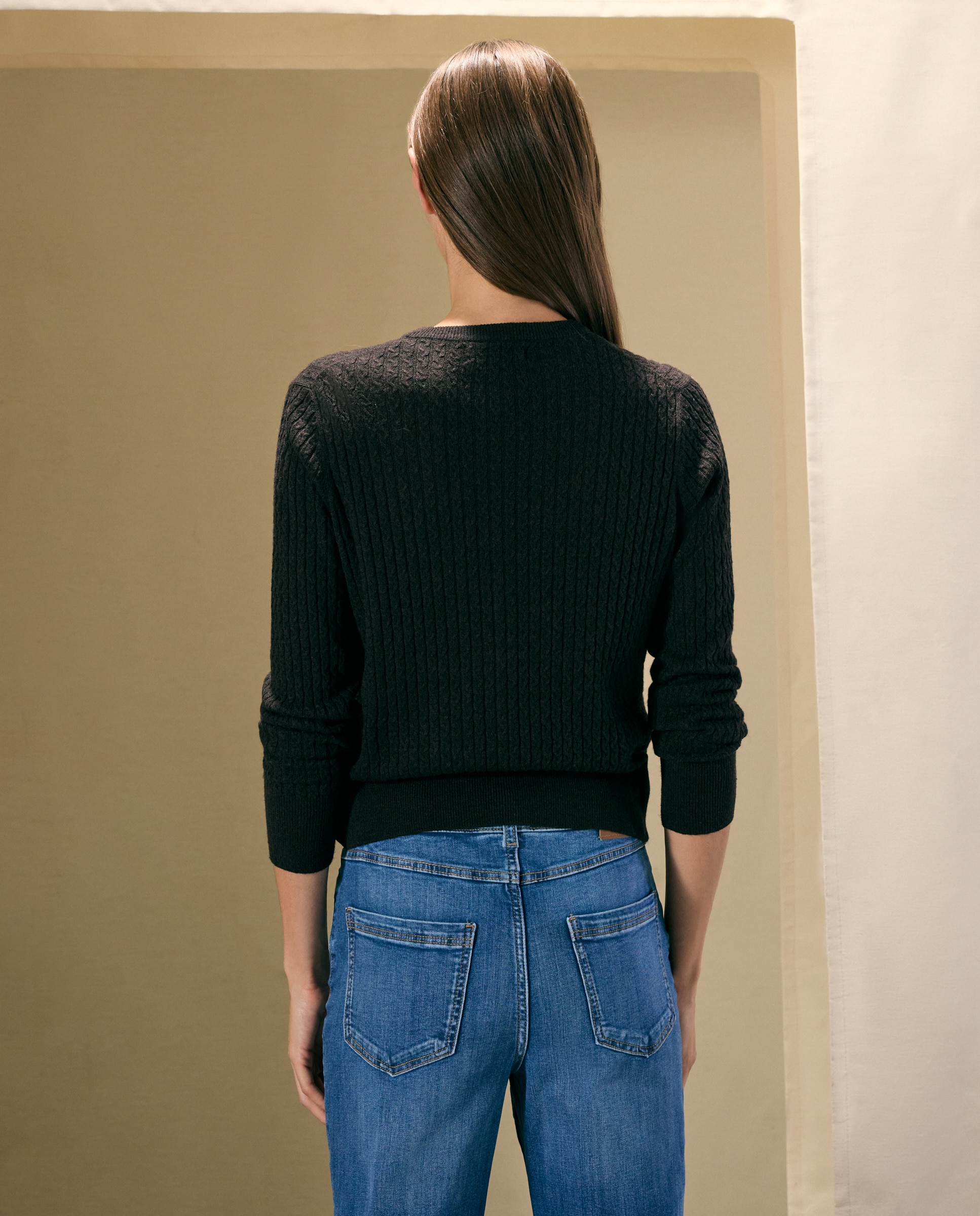 Chaqueta de punto de mujer con ochos y cuello caja - Woman El Corte Inglés - Marrón Marrón-3