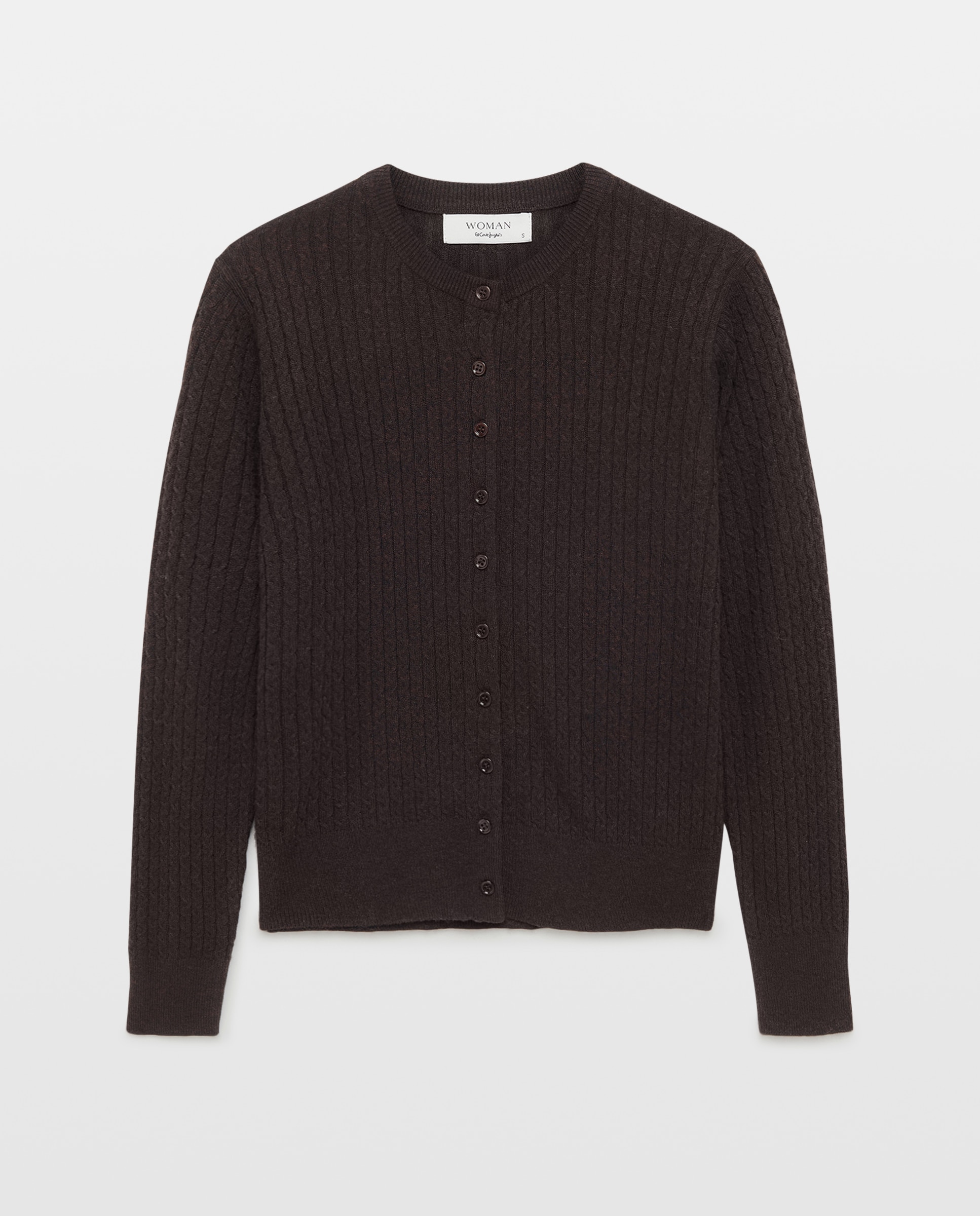 Chaqueta de punto de mujer con ochos y cuello caja - Woman El Corte Inglés - Marrón Marrón-4