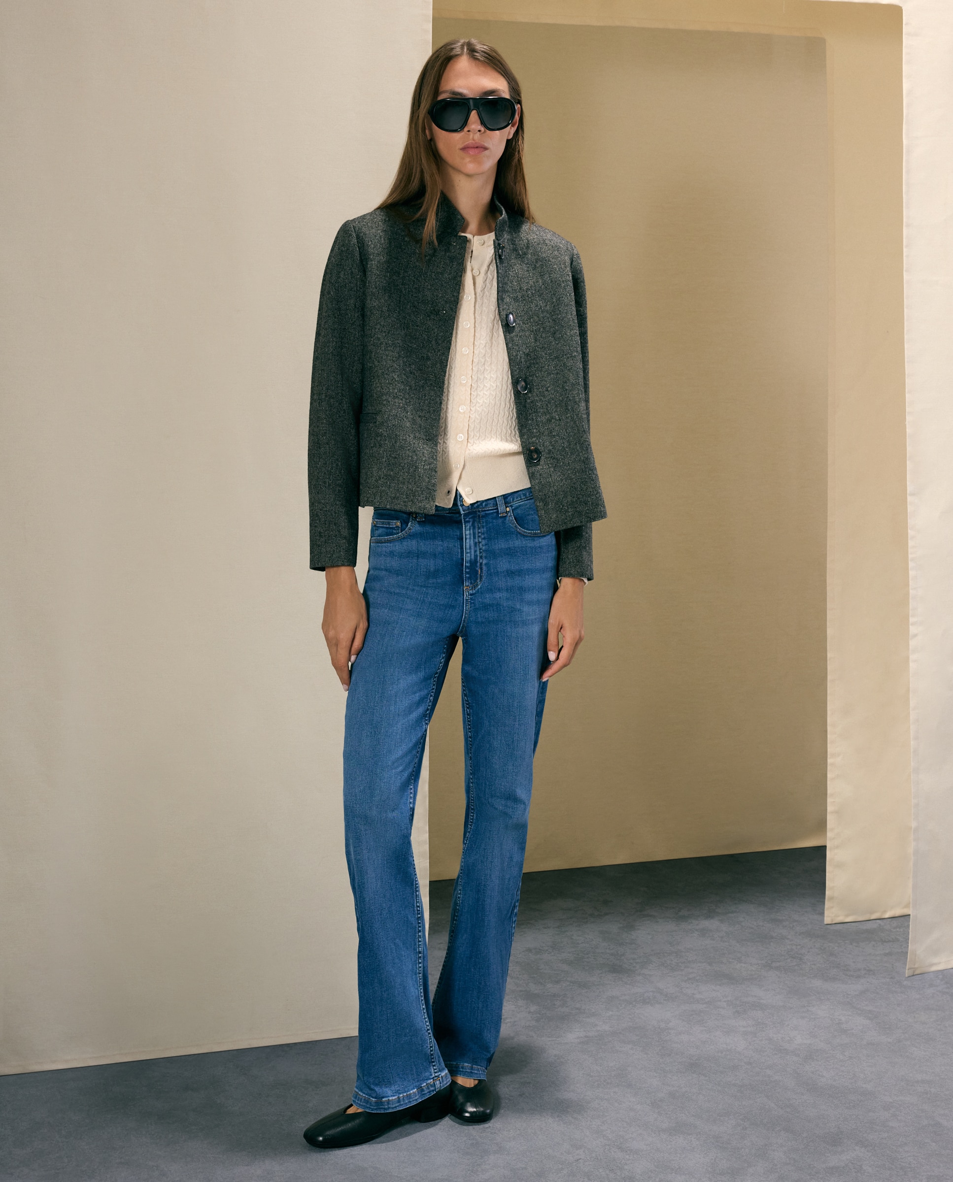 Chaqueta de punto de mujer con ochos y cuello caja - Woman El Corte Inglés - 120 Crudo 120 Crudo-1