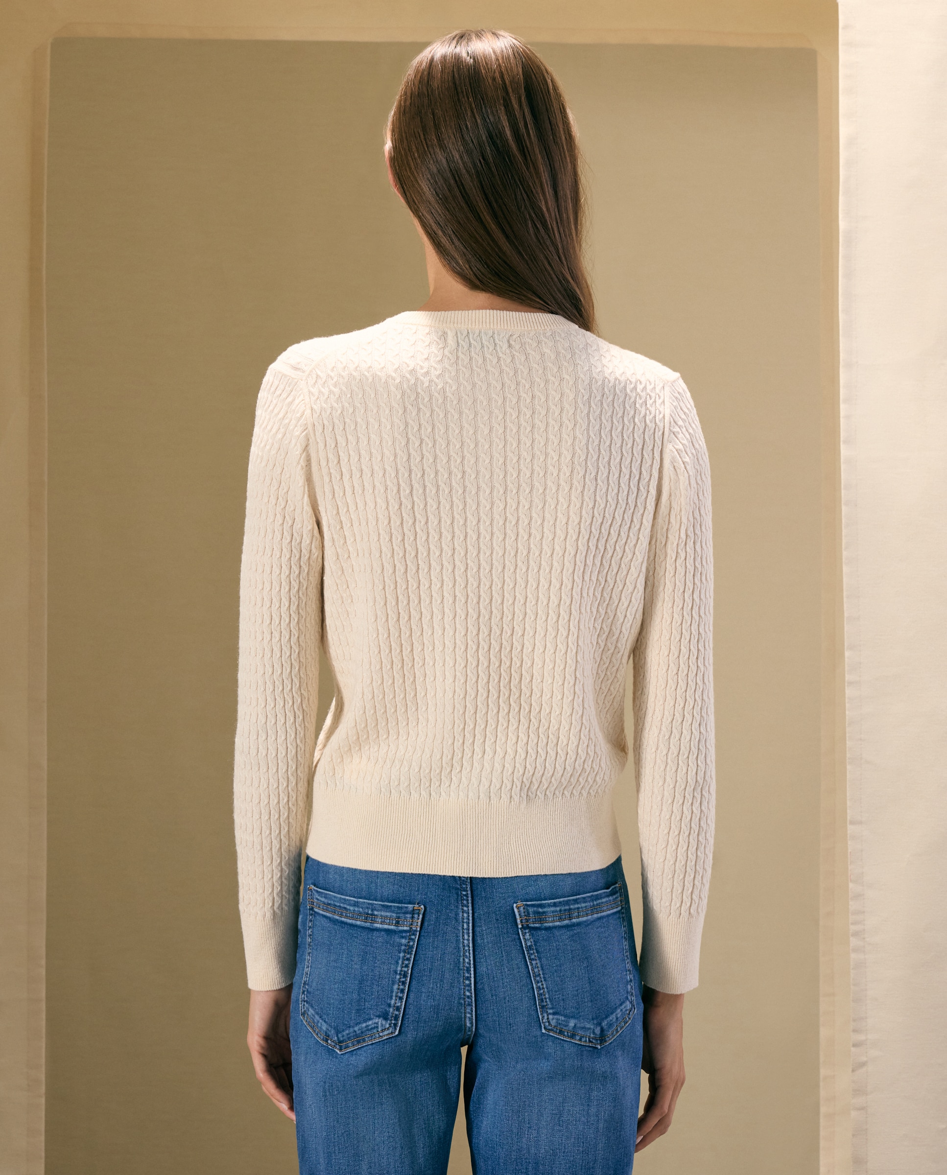 Chaqueta de punto de mujer con ochos y cuello caja - Woman El Corte Inglés - 120 Crudo 120 Crudo-3