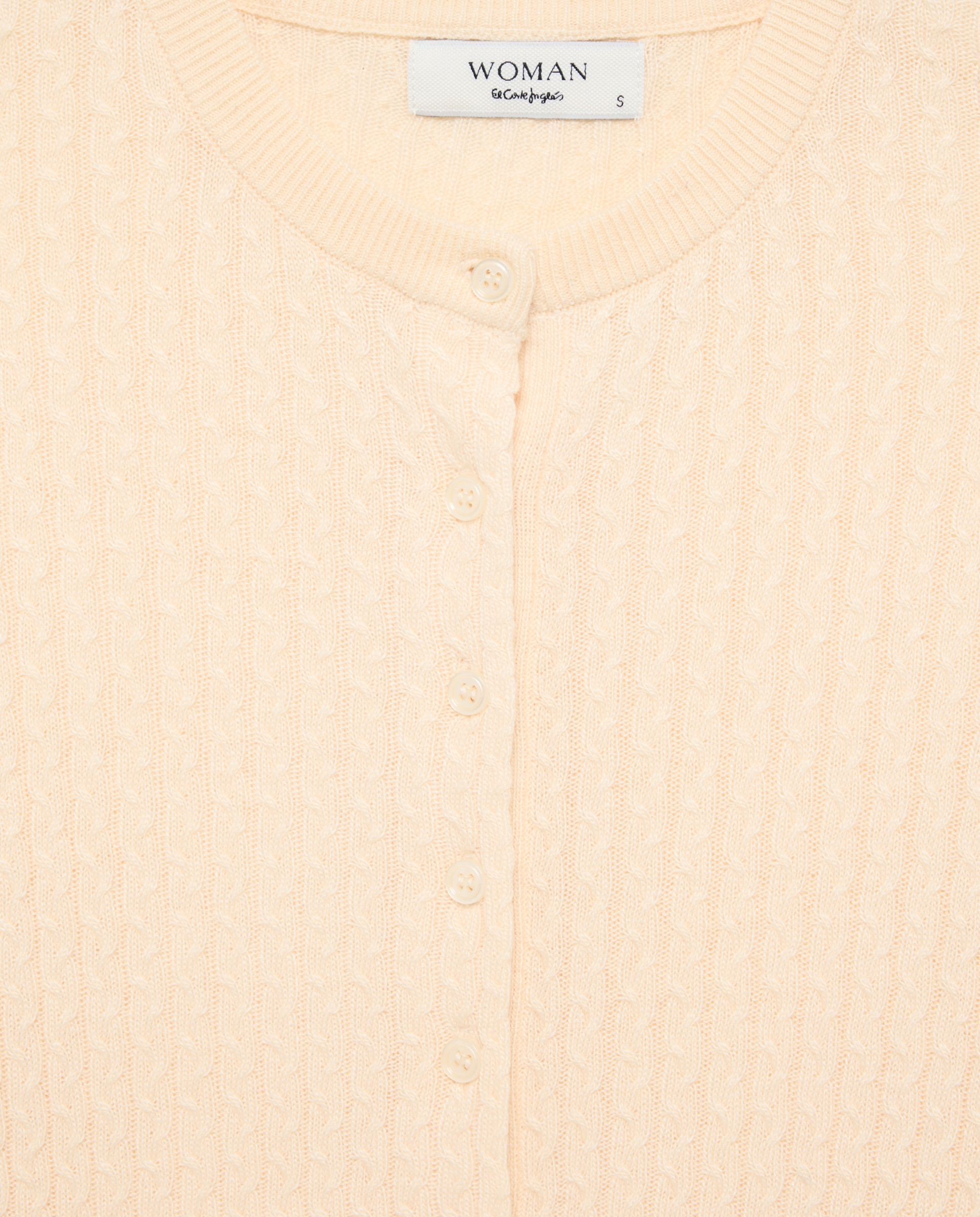 Chaqueta de punto de mujer con ochos y cuello caja - Woman El Corte Inglés - 120 Crudo 120 Crudo-5