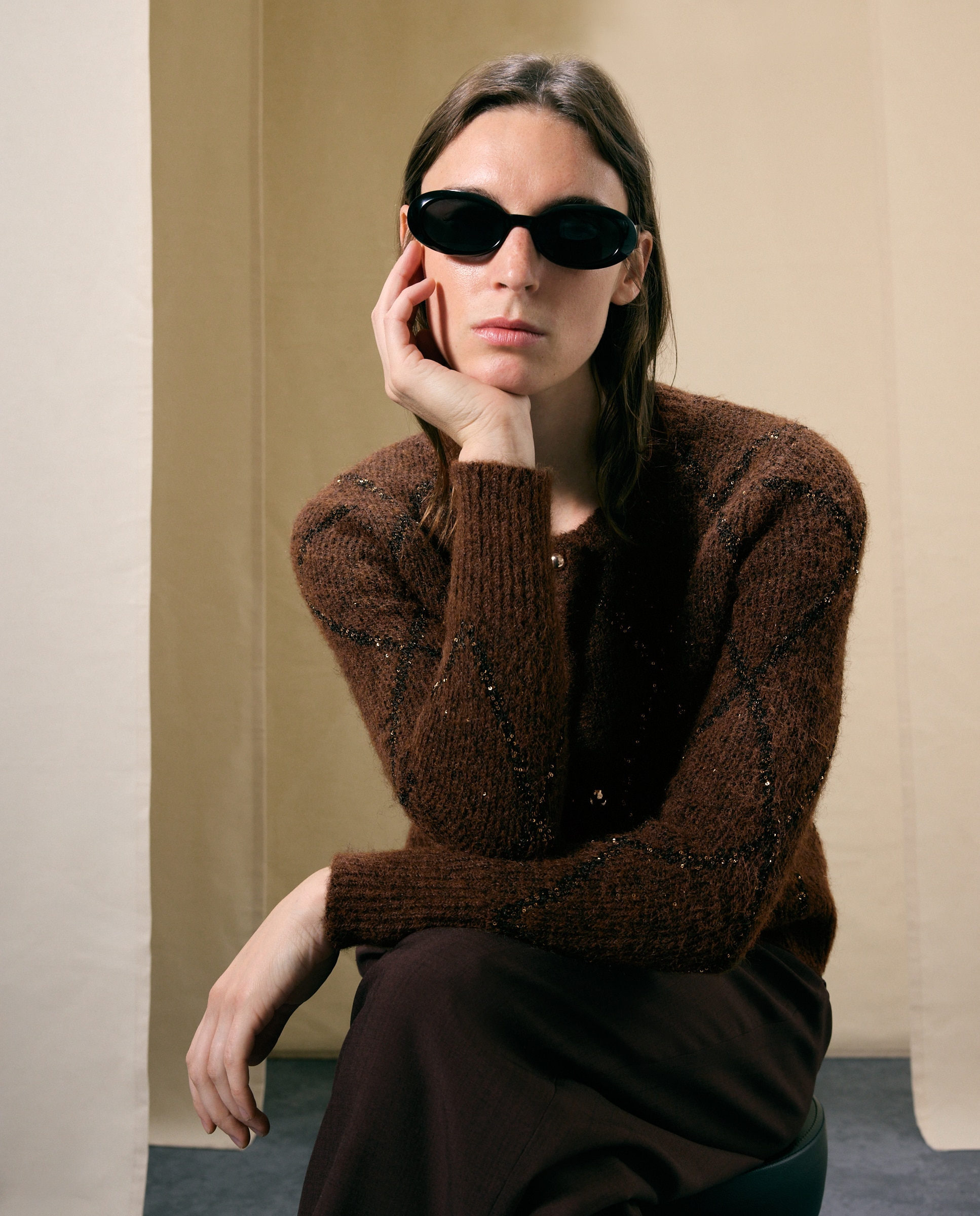 Chaqueta de lentejuelas de mujer - Woman El Corte Inglés - Marrón Marrón-1