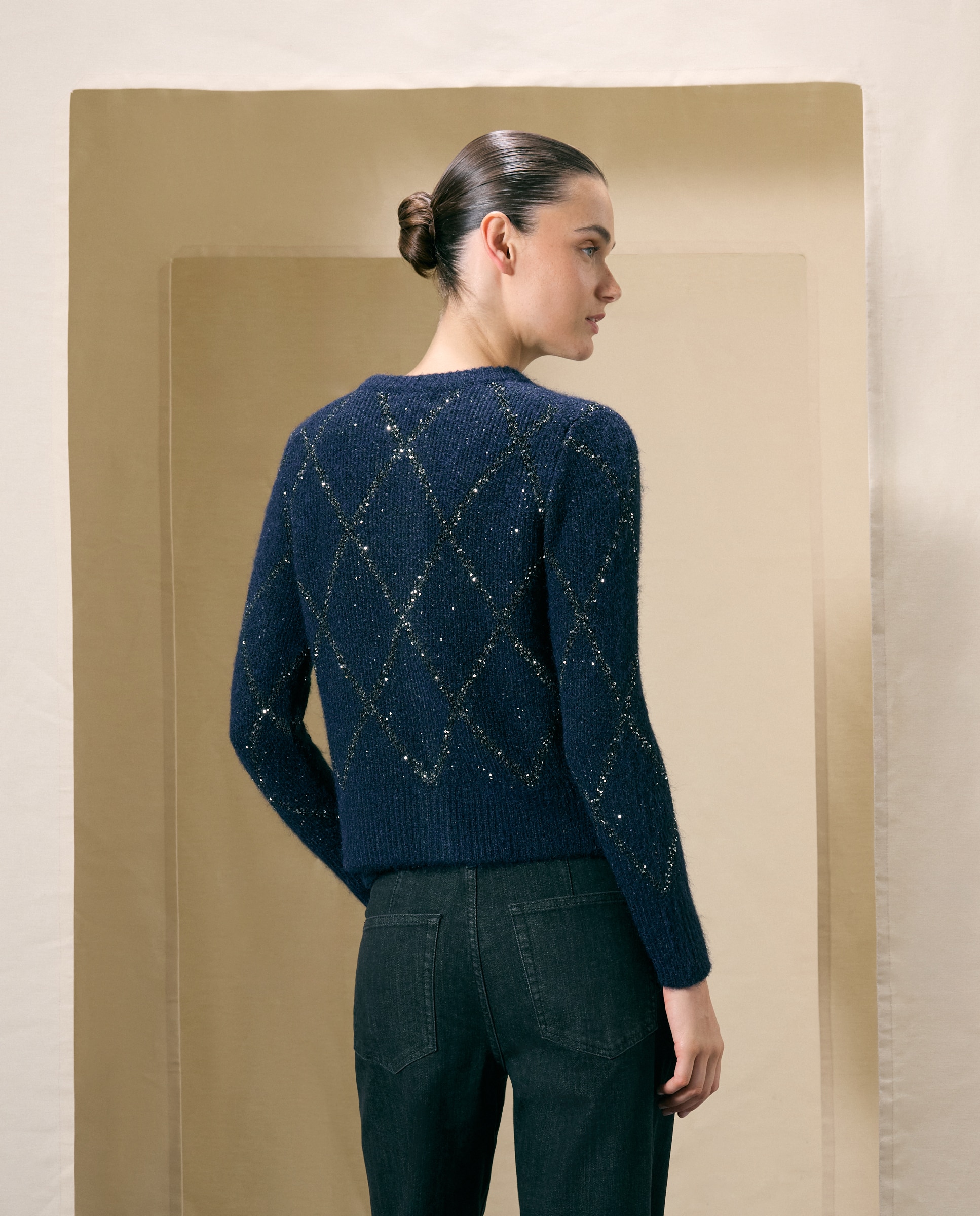 Chaqueta de lentejuelas de mujer - Woman El Corte Inglés - Azul marino Azul marino-3