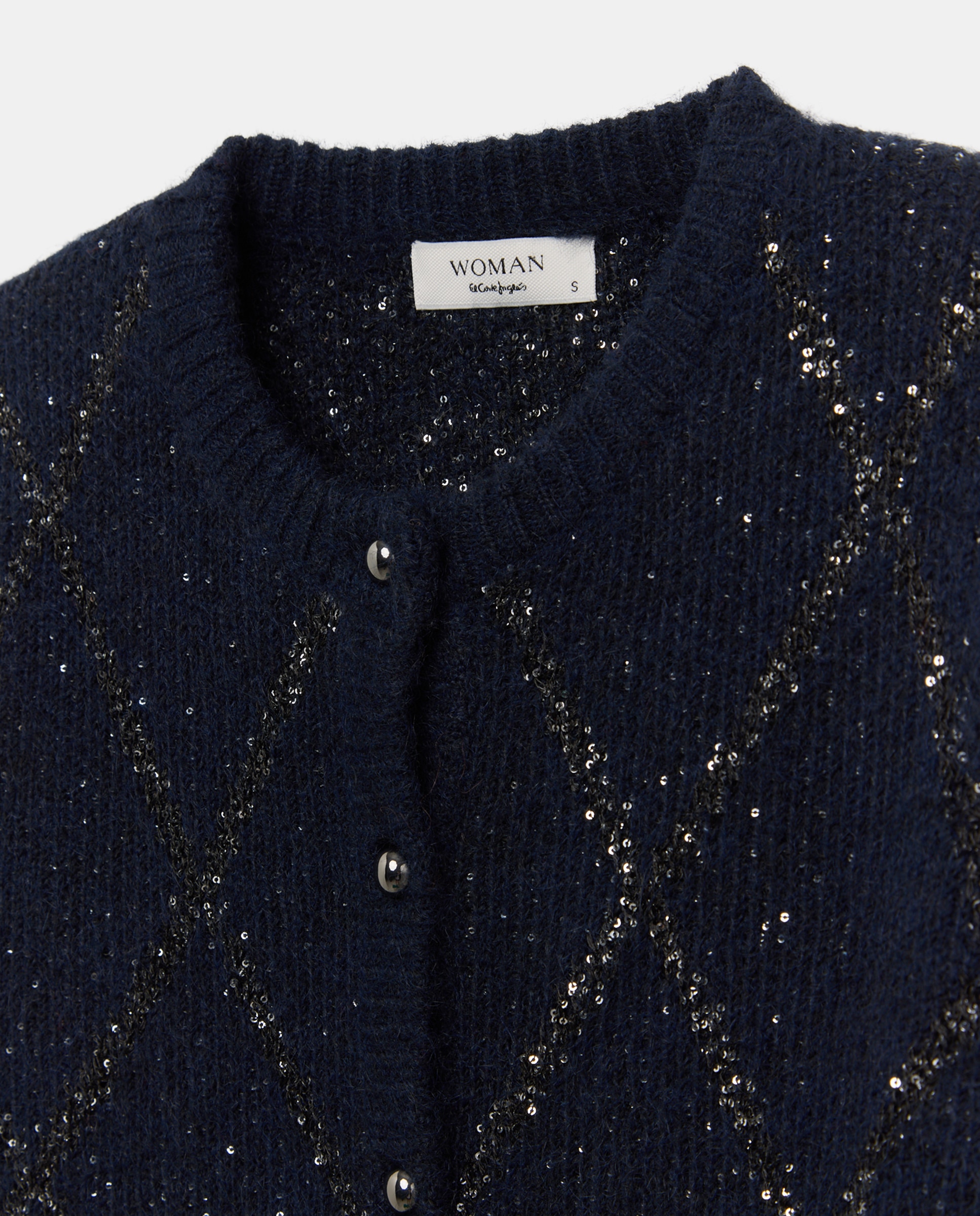 Chaqueta de lentejuelas de mujer - Woman El Corte Inglés - Azul marino Azul marino-5