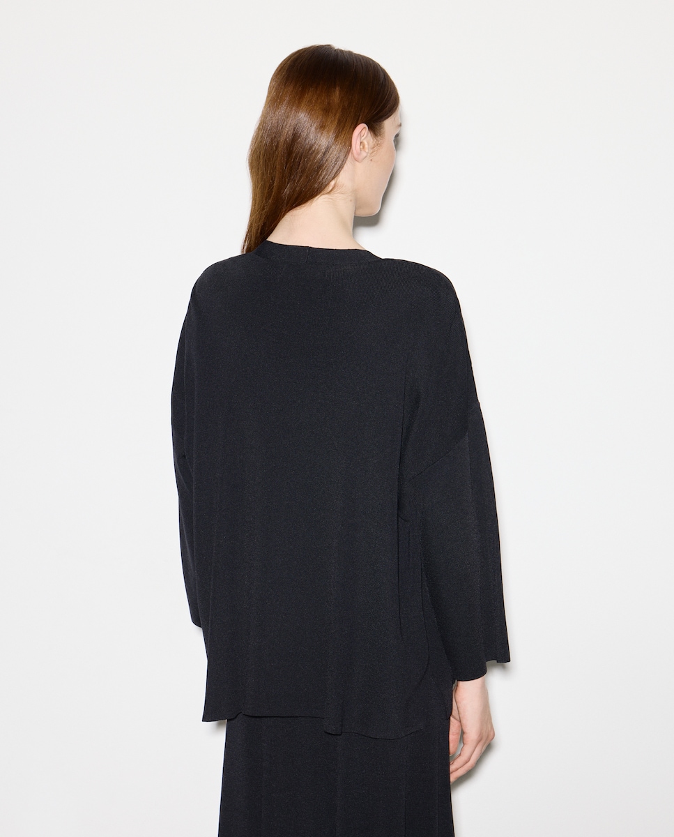 Casaco Liso de Viscose Preto-3