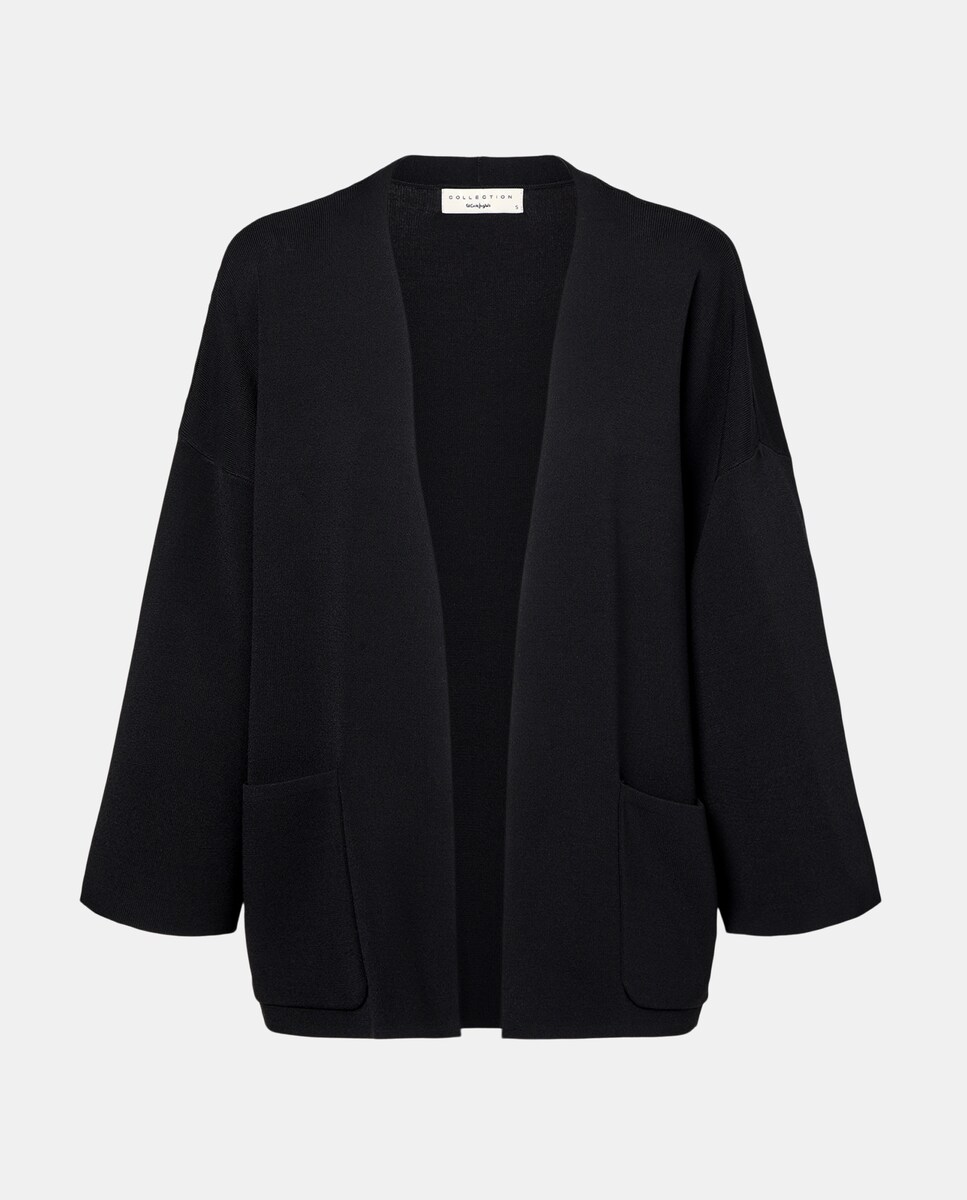 Casaco Liso de Viscose Preto-4