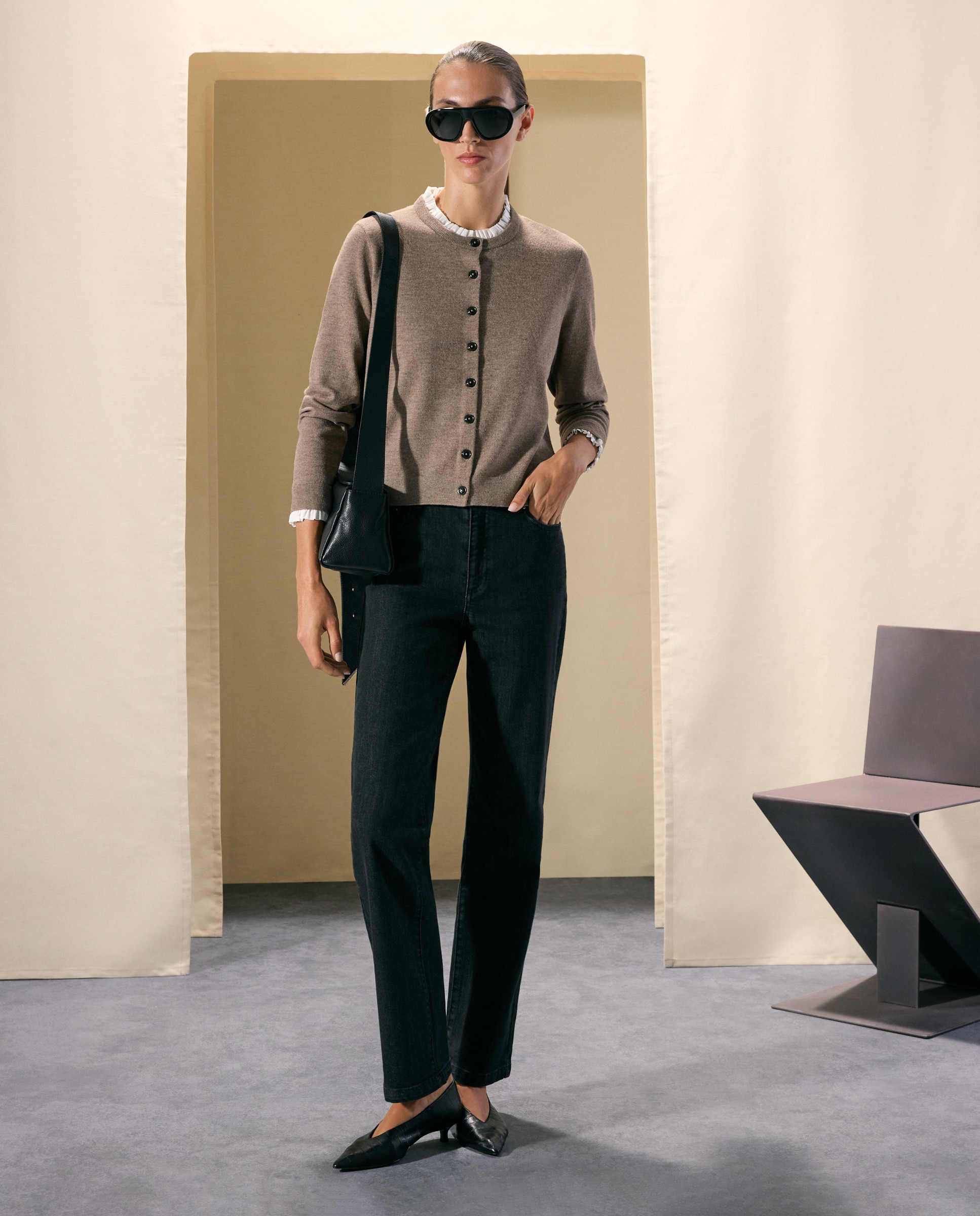 Chaqueta de punto de mujer corta - Woman El Corte Inglés - Visón oscuro Visón oscuro-2