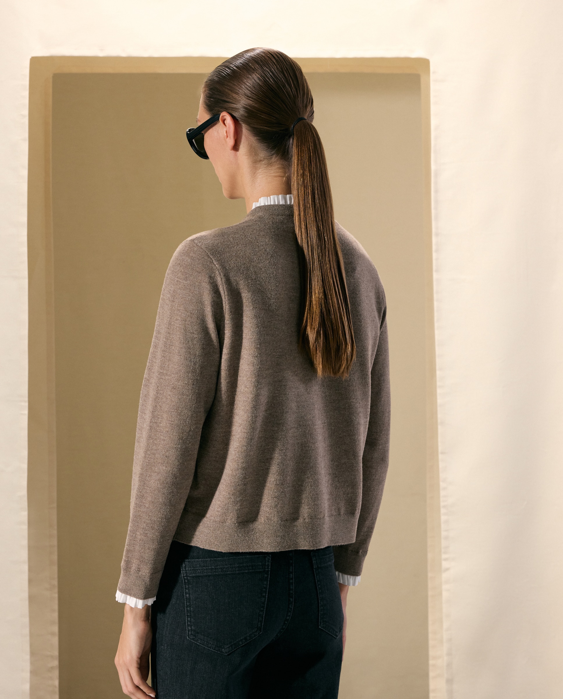 Chaqueta de punto de mujer corta - Woman El Corte Inglés - Visón oscuro Visón oscuro-3