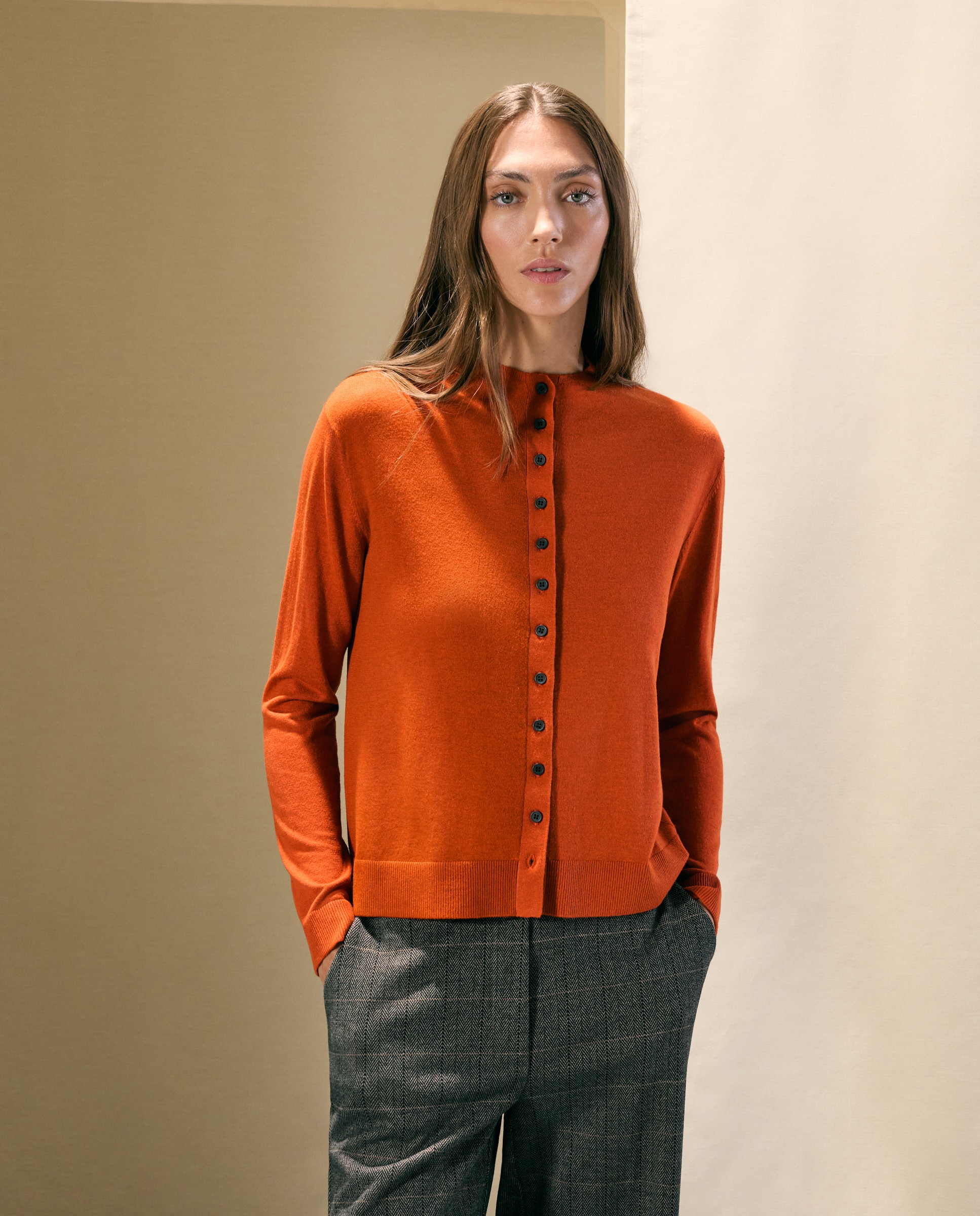 Chaqueta de punto de mujer con cuello chimenea - Woman El Corte Inglés - 660 Naranja 660 Naranja-2