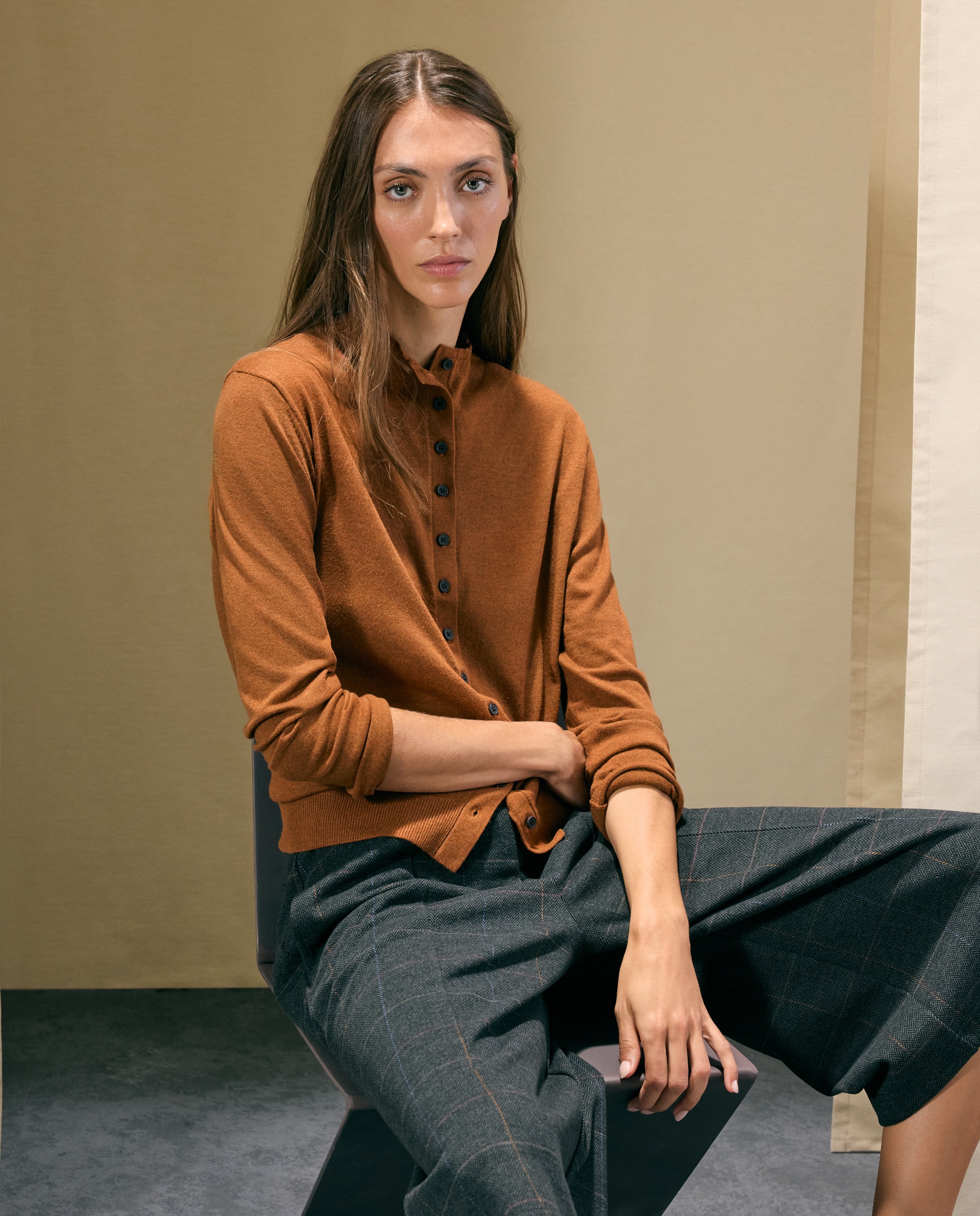 Chaqueta de punto de mujer con cuello chimenea - Woman El Corte Inglés - Toffee Toffee-1