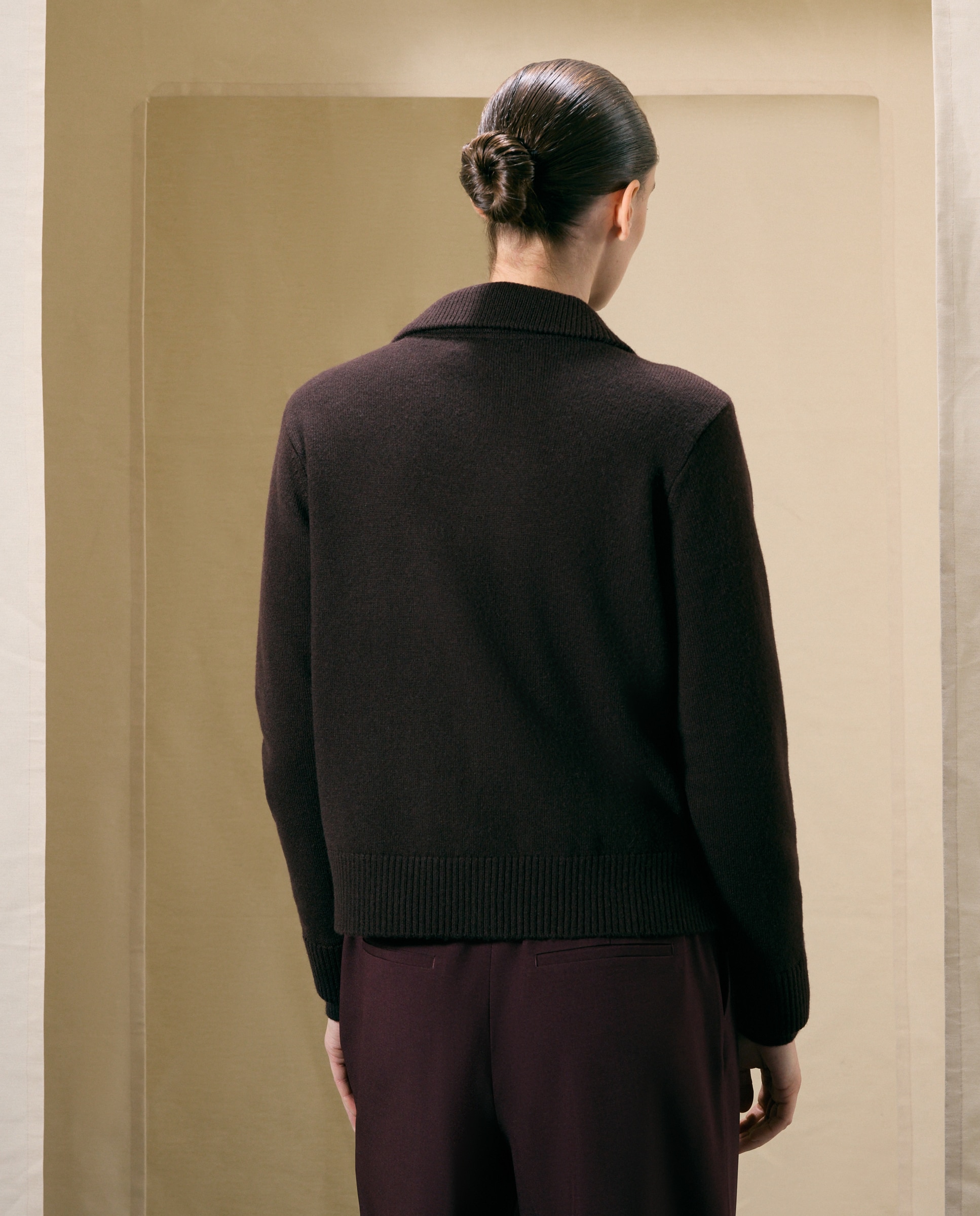 Chaqueta de punto de mujer con cremallera y cuello polo - Woman El Corte Inglés - Marrón Marrón-3