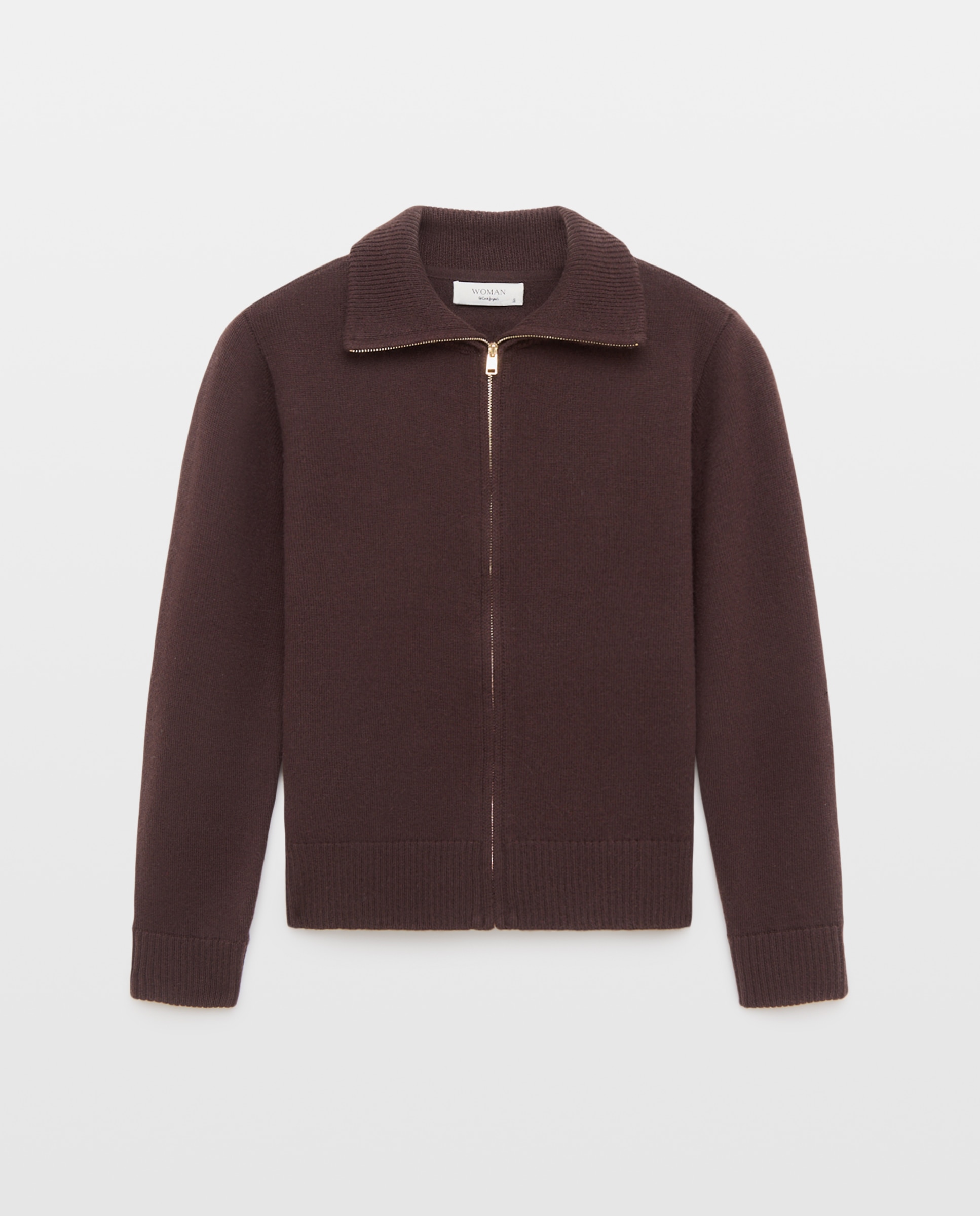 Chaqueta de punto de mujer con cremallera y cuello polo - Woman El Corte Inglés - Marrón Marrón-4
