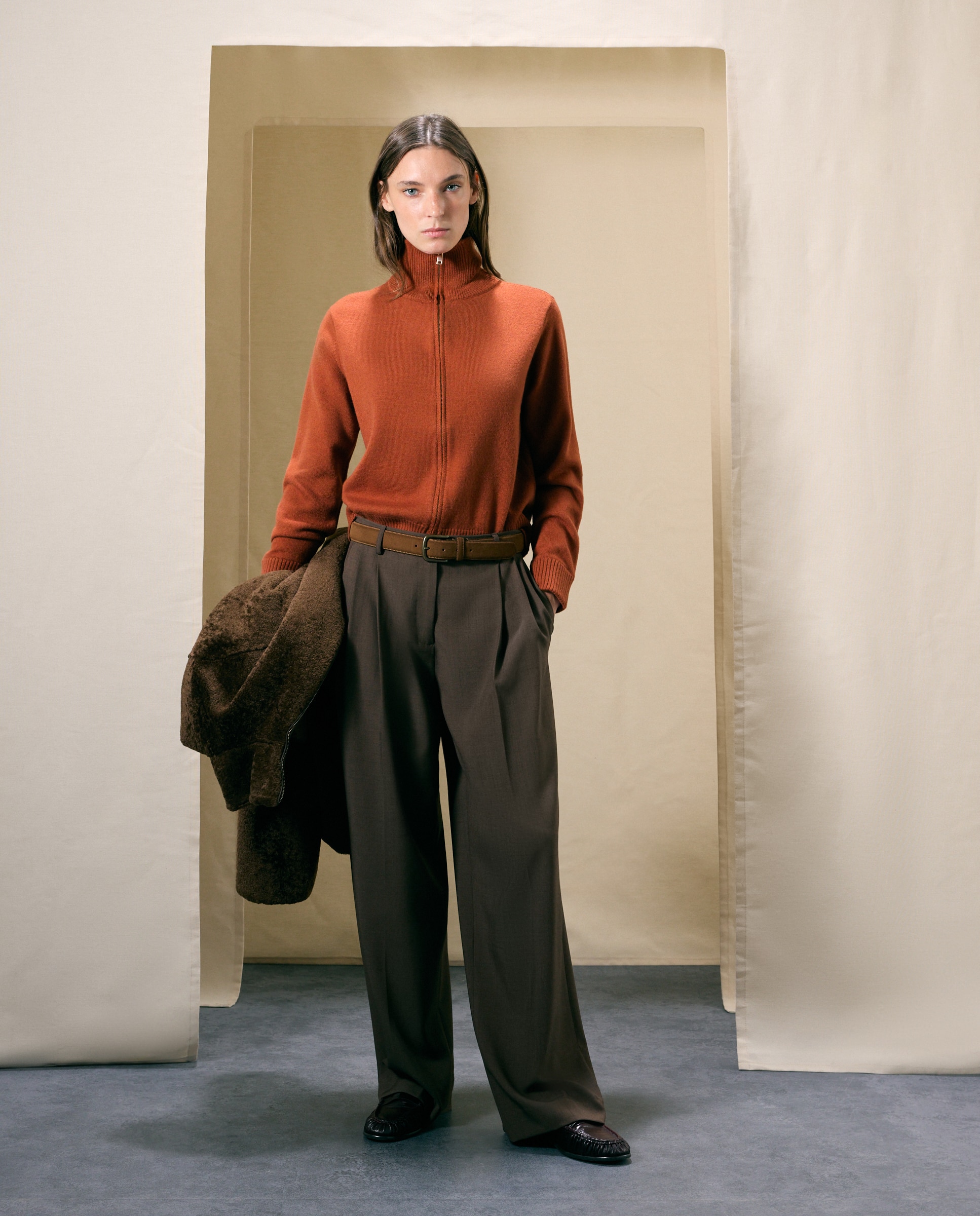 Chaqueta de punto de mujer con cremallera y cuello polo - Woman El Corte Inglés - 770 Terracota 770 Terracota-3