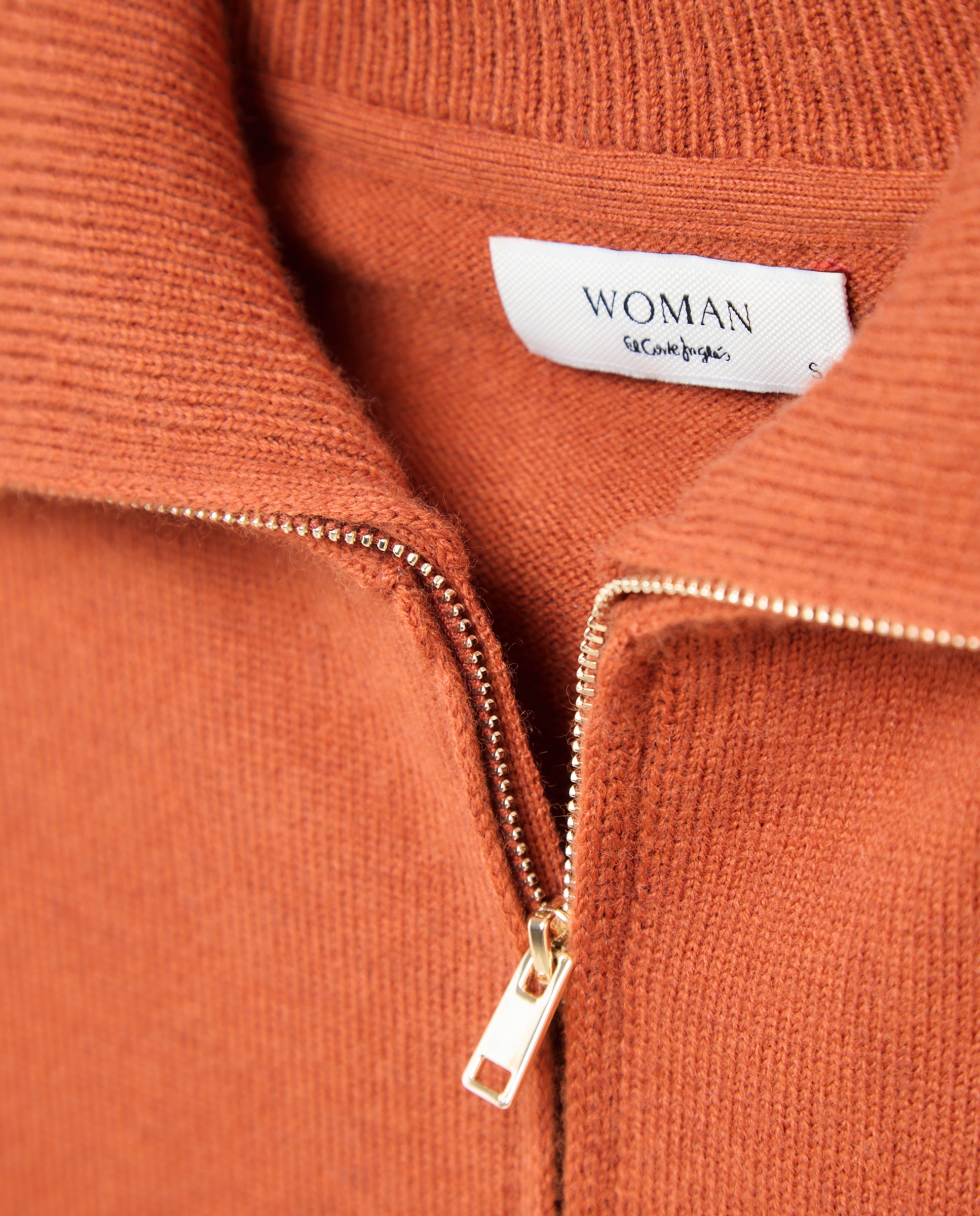 Chaqueta de punto de mujer con cremallera y cuello polo - Woman El Corte Inglés - 770 Terracota 770 Terracota-6