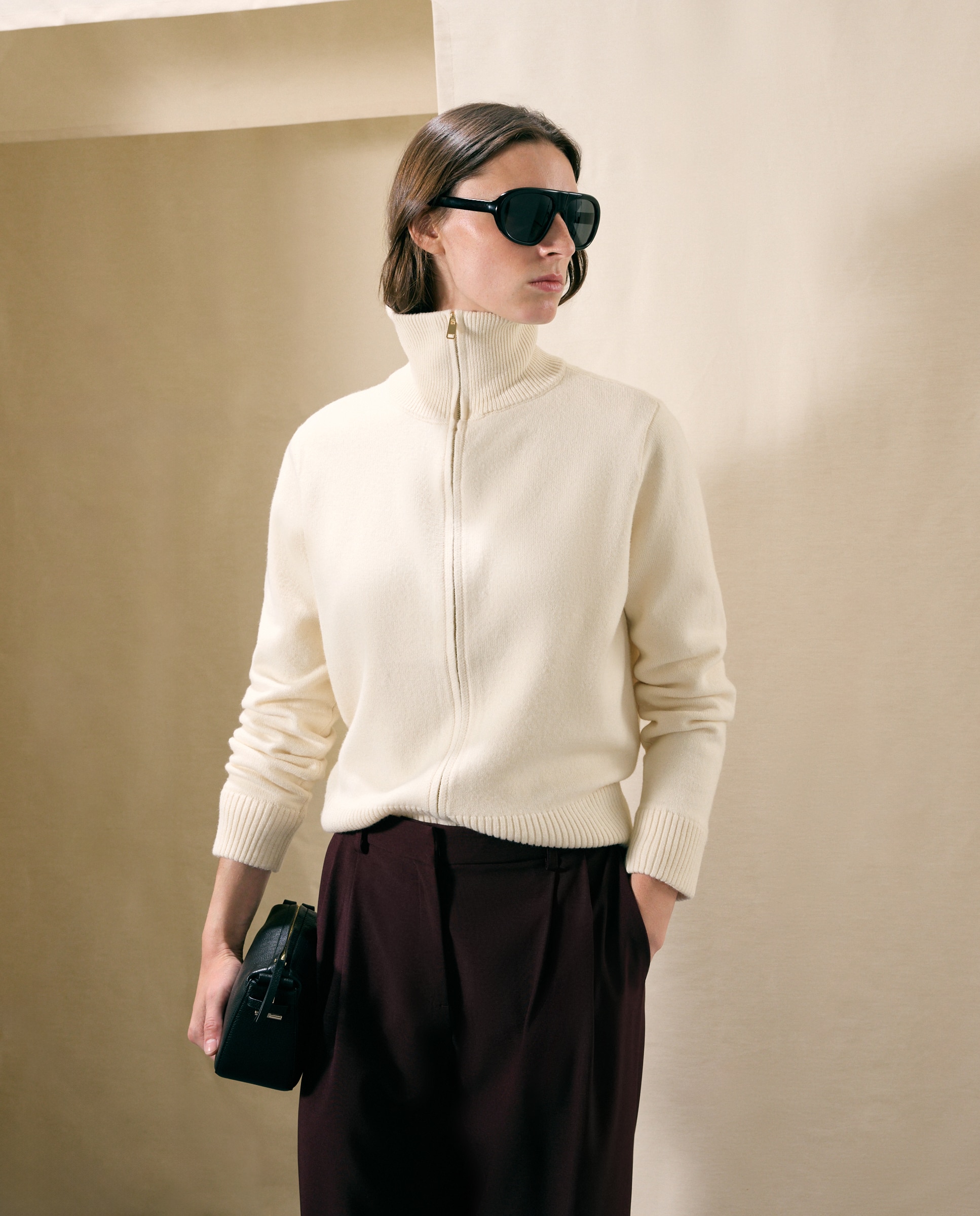 Chaqueta de punto de mujer con cremallera y cuello polo - Woman El Corte Inglés - 120 Crudo 120 Crudo-1