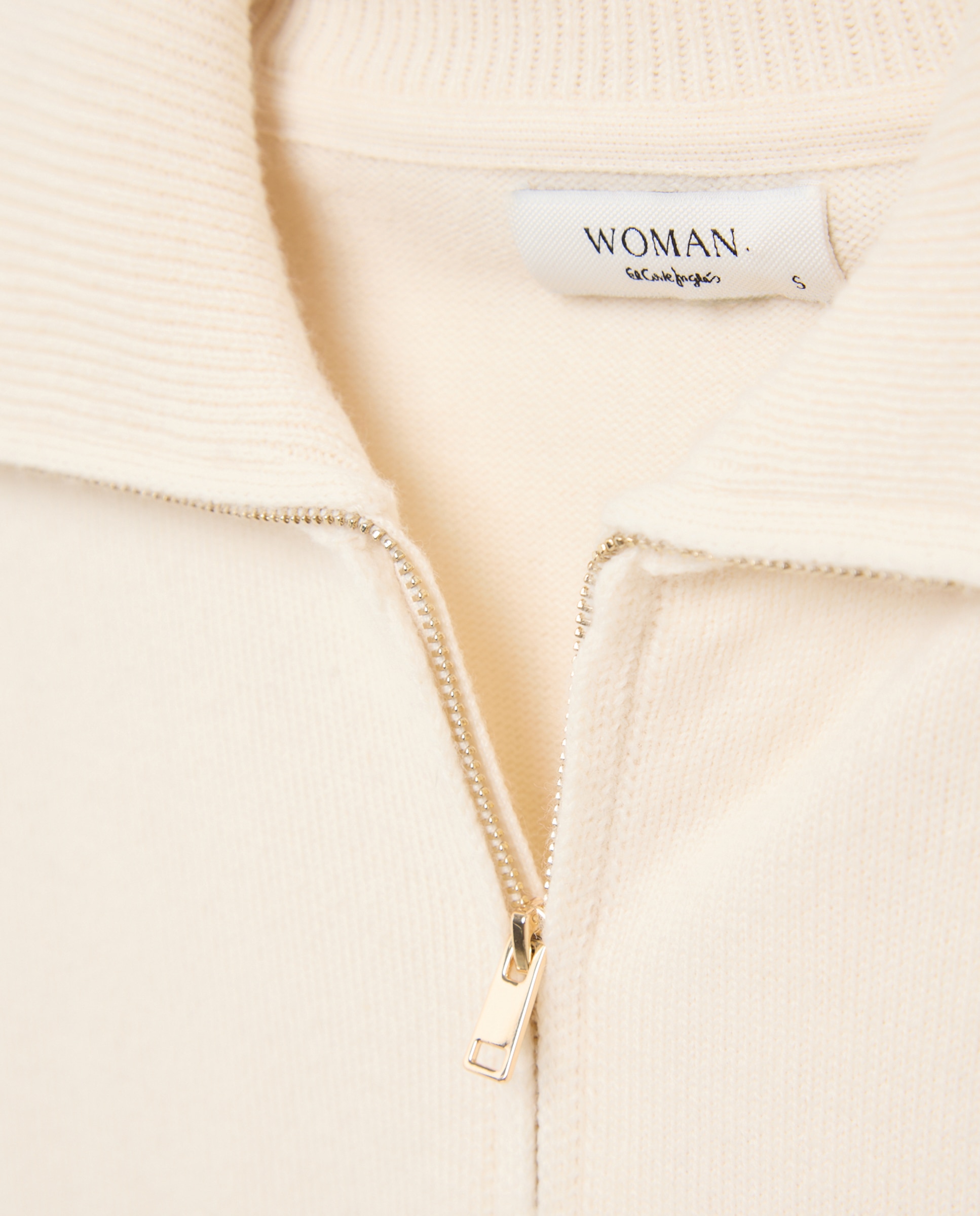 Chaqueta de punto de mujer con cremallera y cuello polo - Woman El Corte Inglés - 120 Crudo 120 Crudo-5