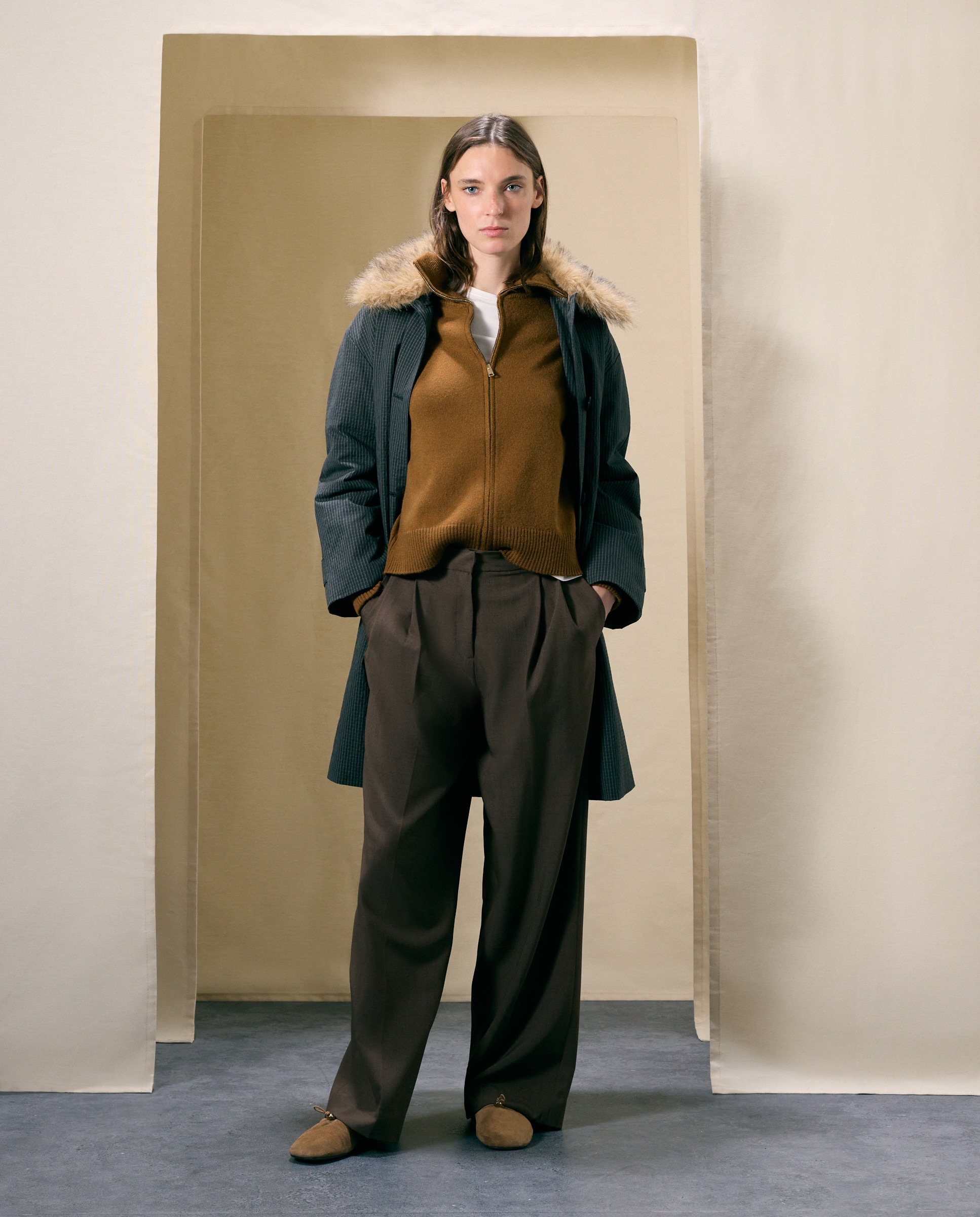 Chaqueta de punto de mujer con cremallera y cuello polo - Woman El Corte Inglés - 740 Tabaco 740 Tabaco-2