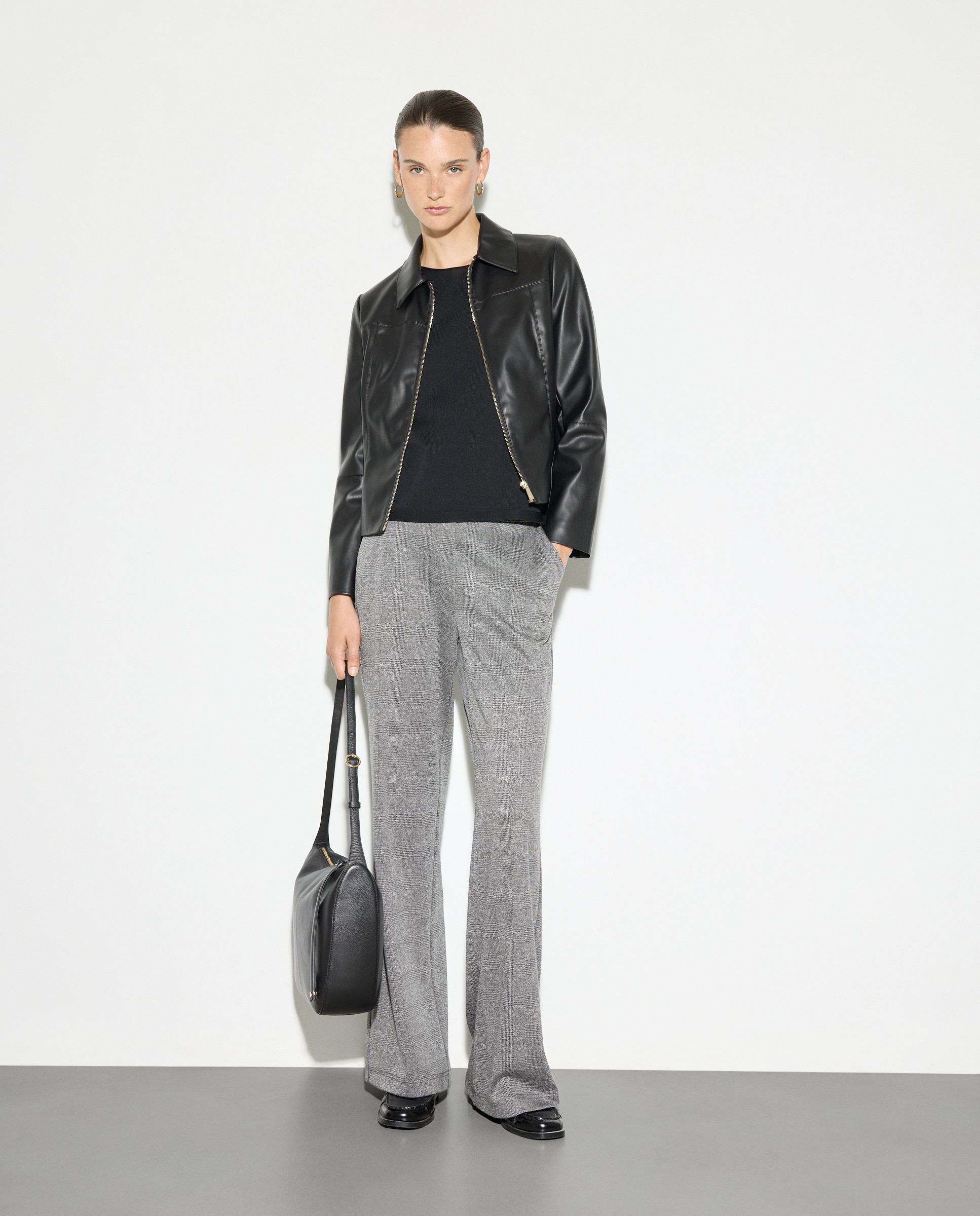 Calças de Malha Cardada 820 Cinzento Médio-1