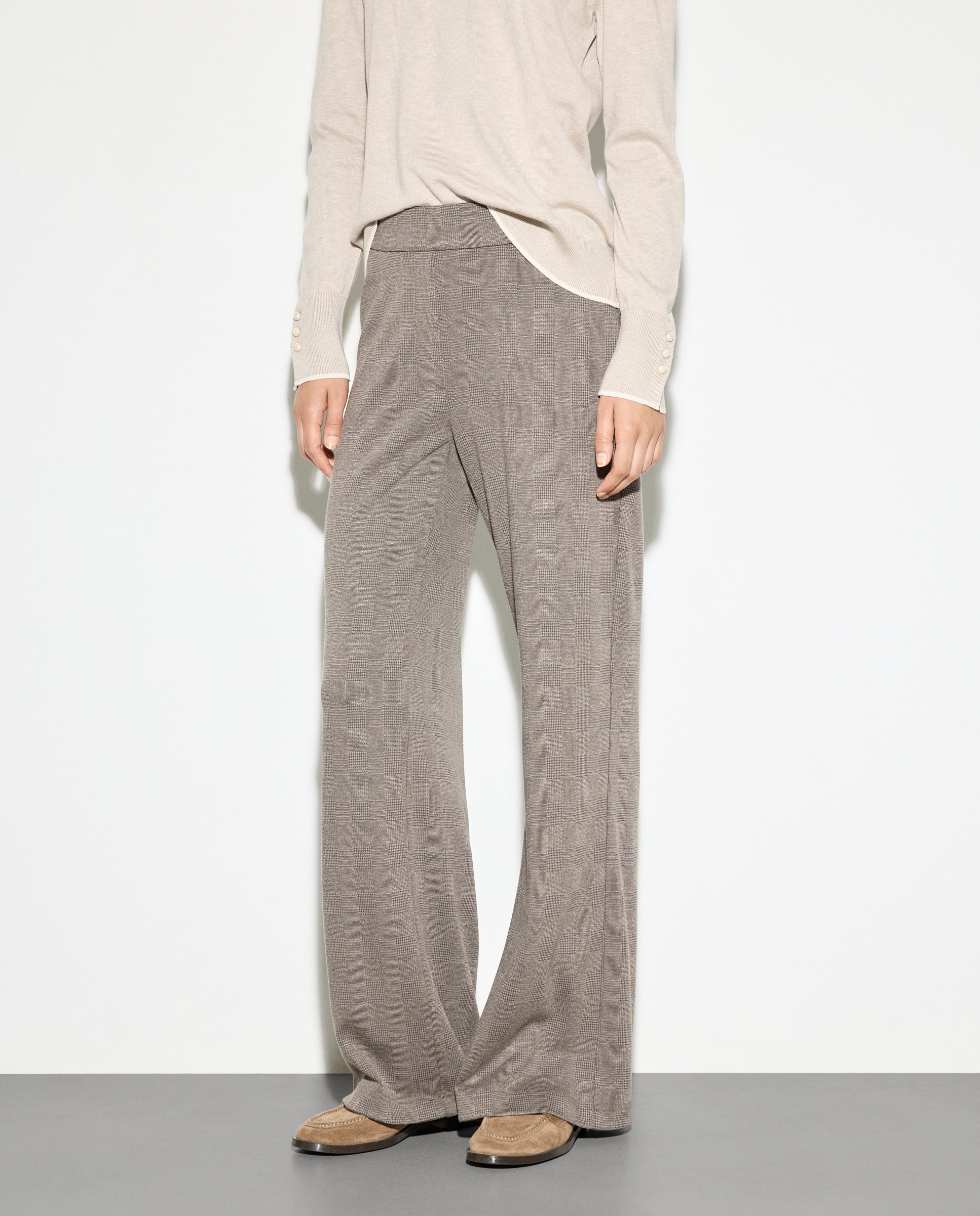 Calças de Malha Cardada Torrado-2