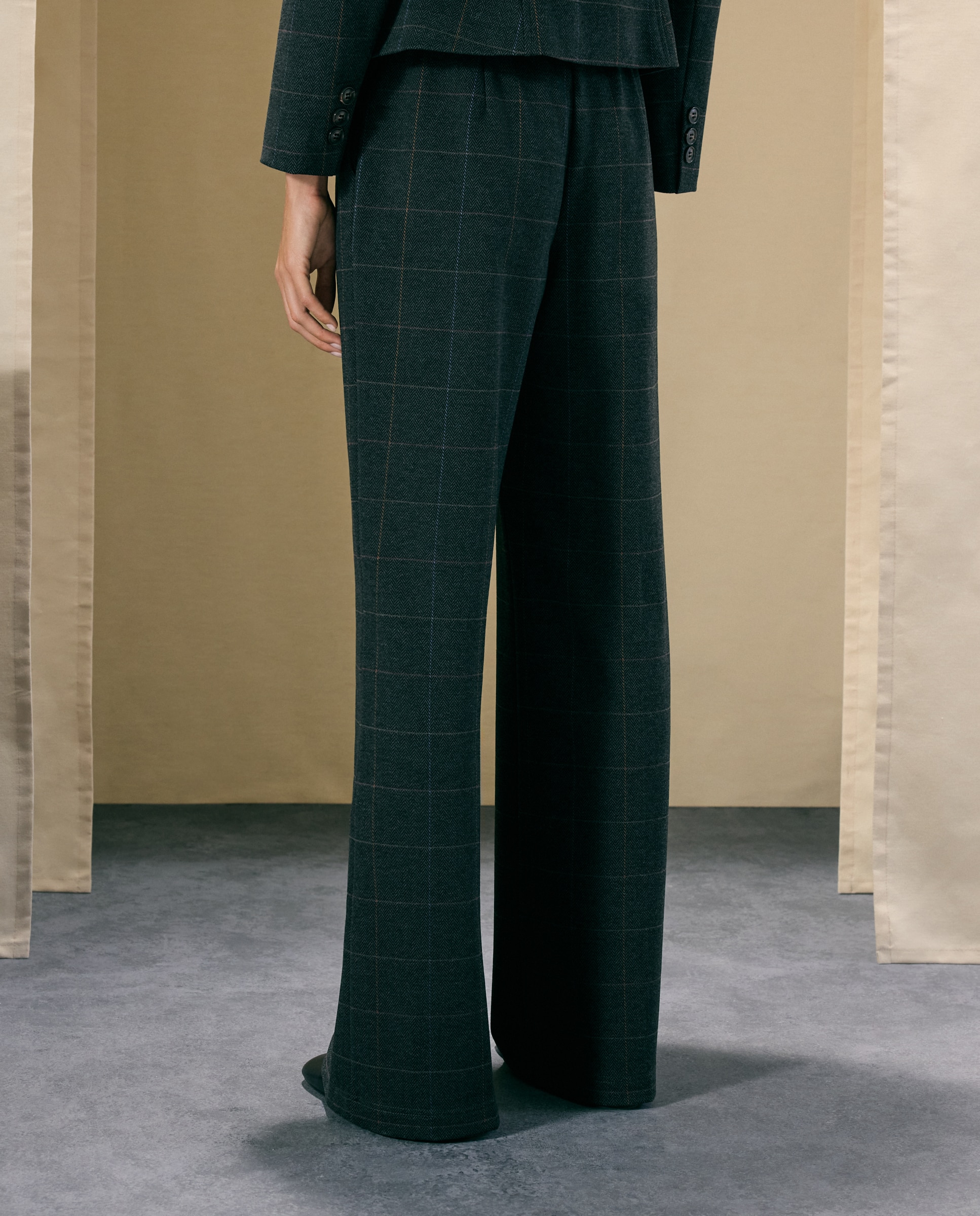 Pantalón de mujer de punto perchado y print de espiga - Woman El Corte Inglés - 820 Gris medio 820 Gris medio-3