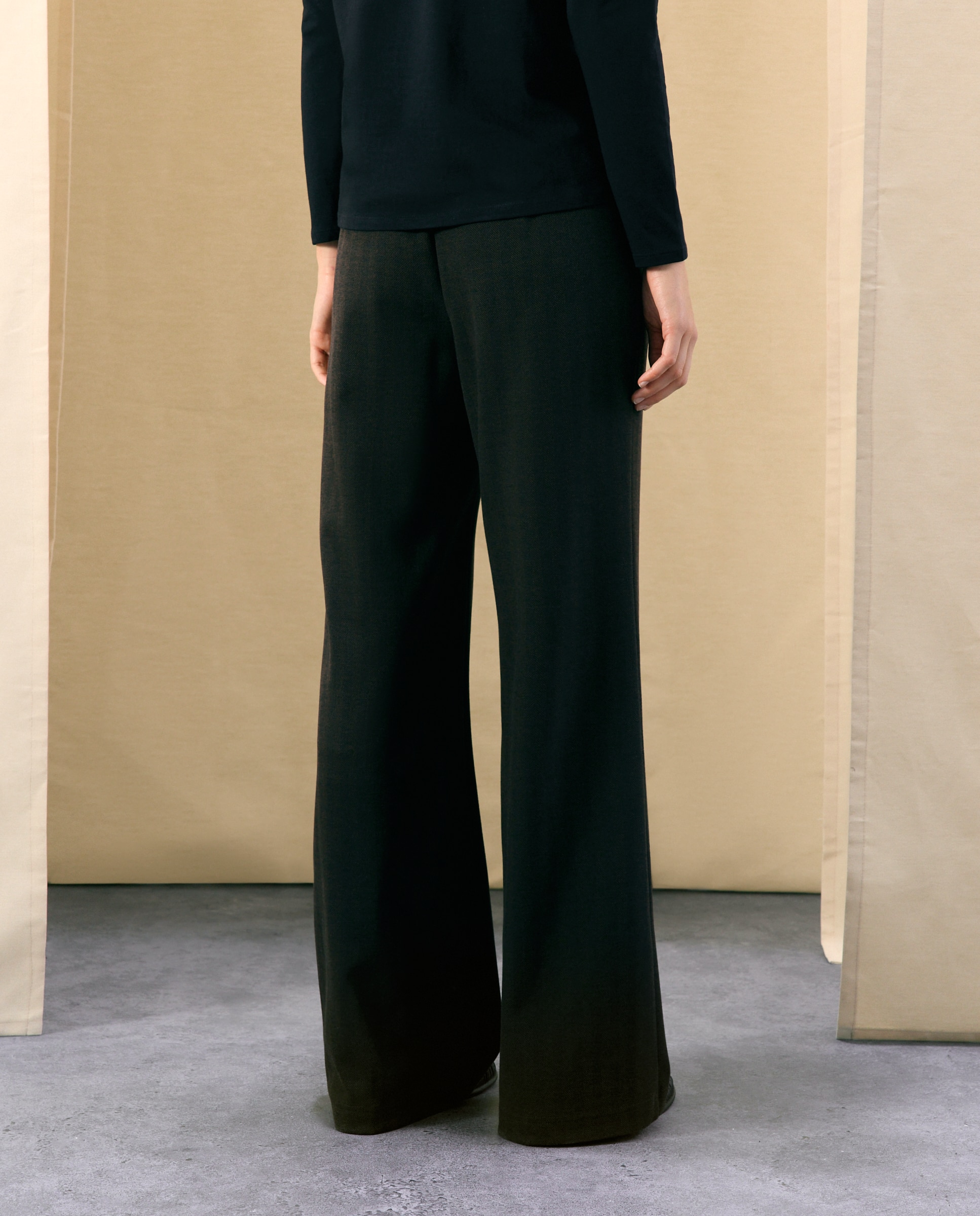Pantalón de mujer de punto perchado y print de espiga - Woman El Corte Inglés - Tostado Tostado-3