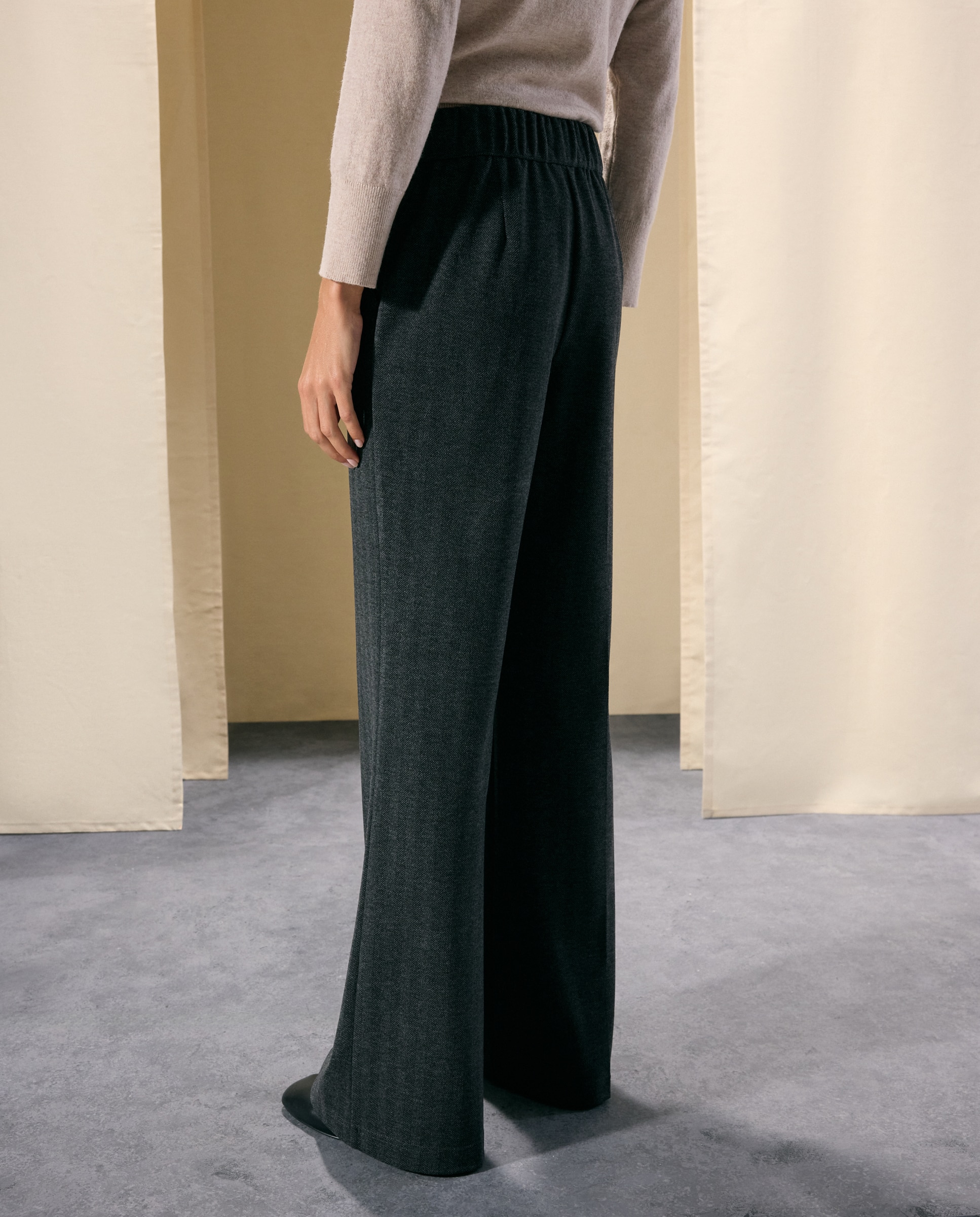 Pantalón de mujer de punto perchado y print de espiga - Woman El Corte Inglés - Gris Gris-3