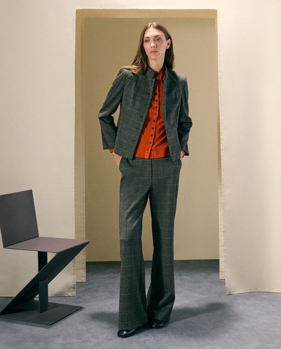 Imagen 0 de Pantalón de mujer de punto perchado y print de espiga 700 Marrón