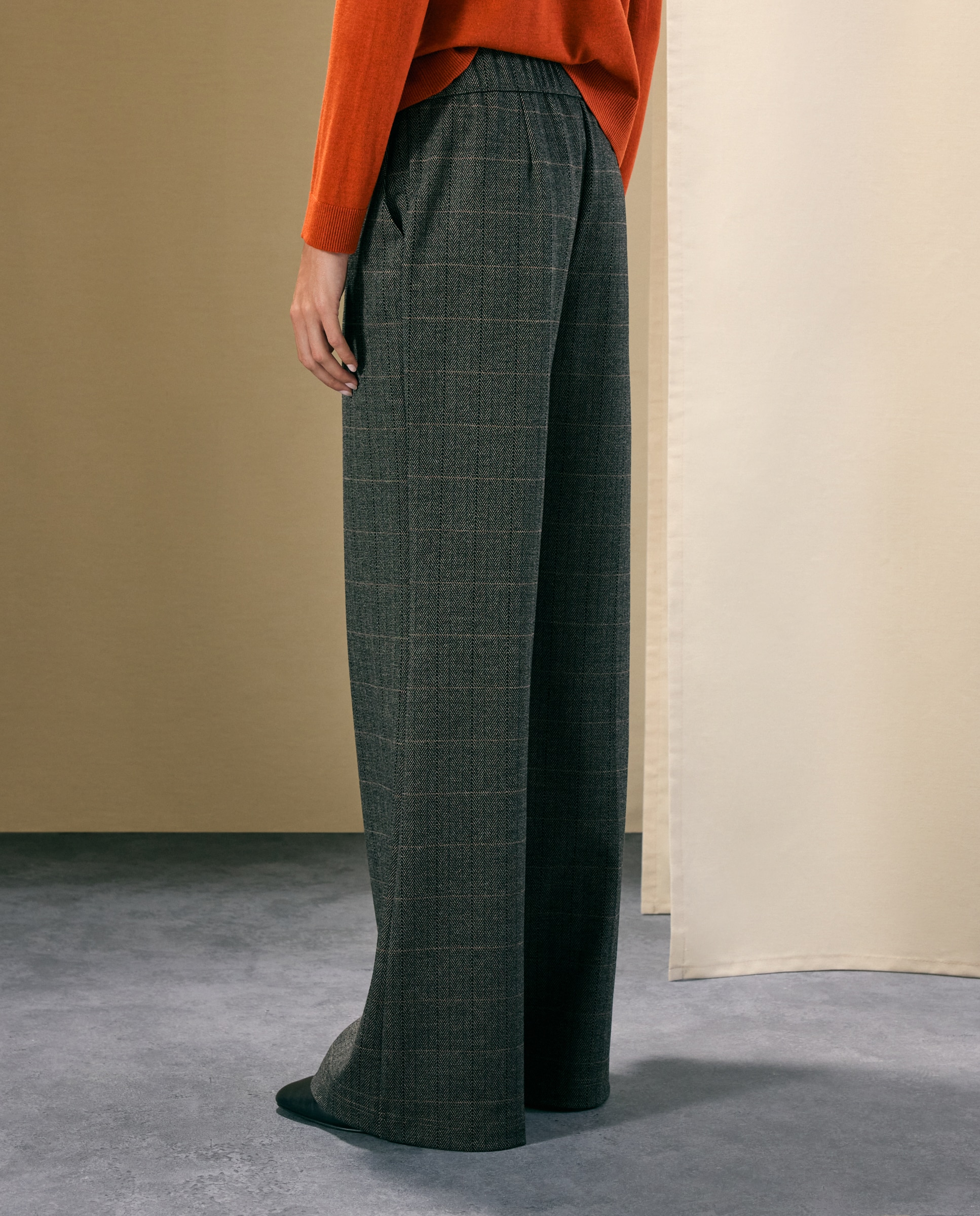 Pantalón de mujer de punto perchado y print de espiga - Woman El Corte Inglés - 700 Marrón 700 Marrón-3
