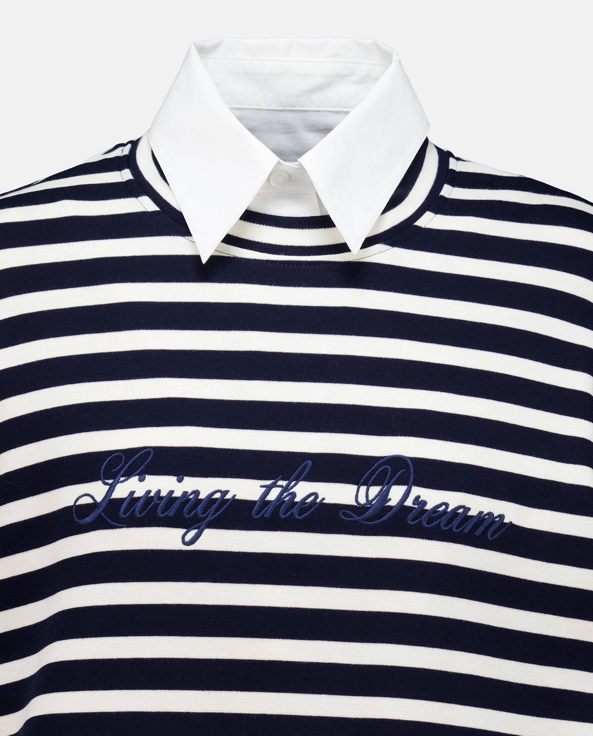 Camisola de Manga Comprida Lisa Azul-5