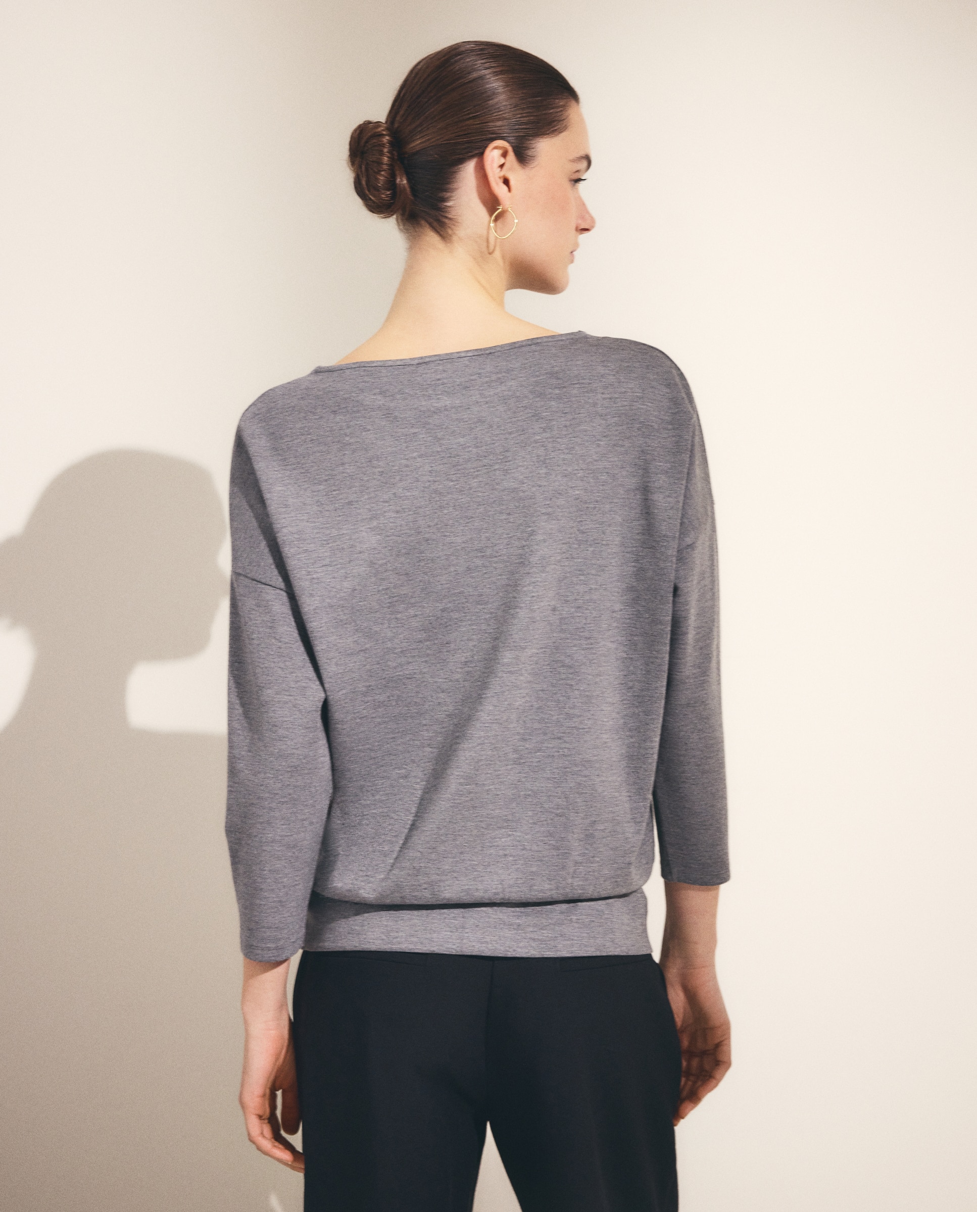 Sudadera de viscosa lisa de mujer - Woman El Corte Inglés - 820 Gris medio 820 Gris medio-3