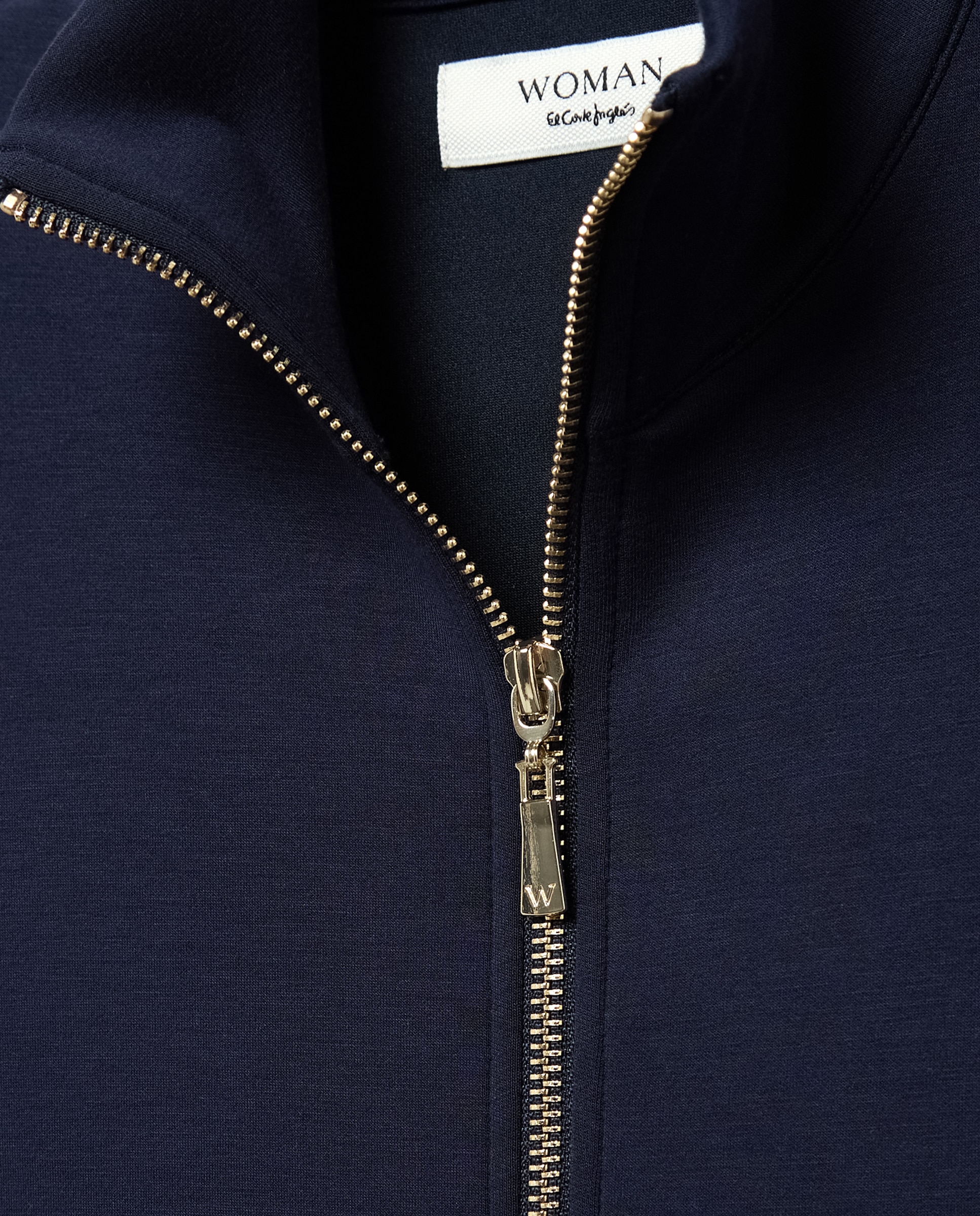 Sudadera con cremallera de mujer en cupro - Woman El Corte Inglés - Azul marino Azul marino-6