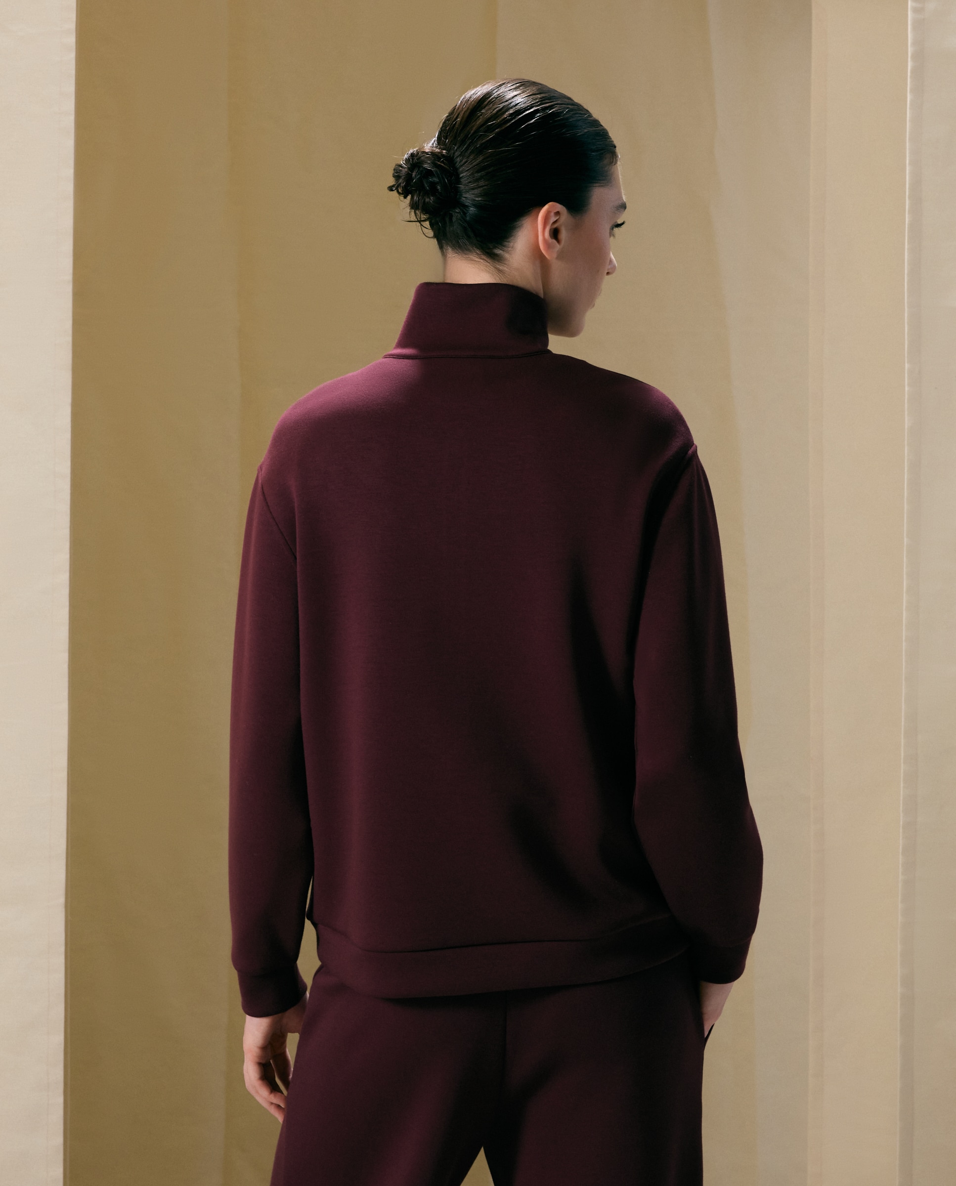 Sudadera con cremallera de mujer en cupro - Woman El Corte Inglés - Berenjena Berenjena-3