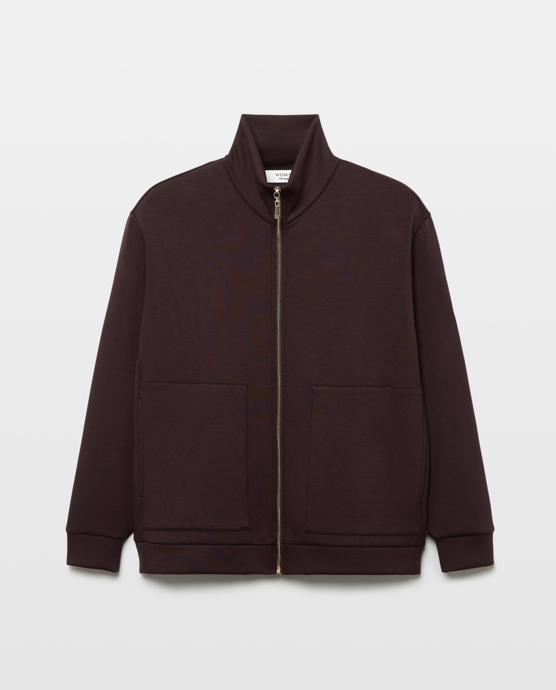Sweatshirt em Cupro com Fecho de Correr Castanho-4