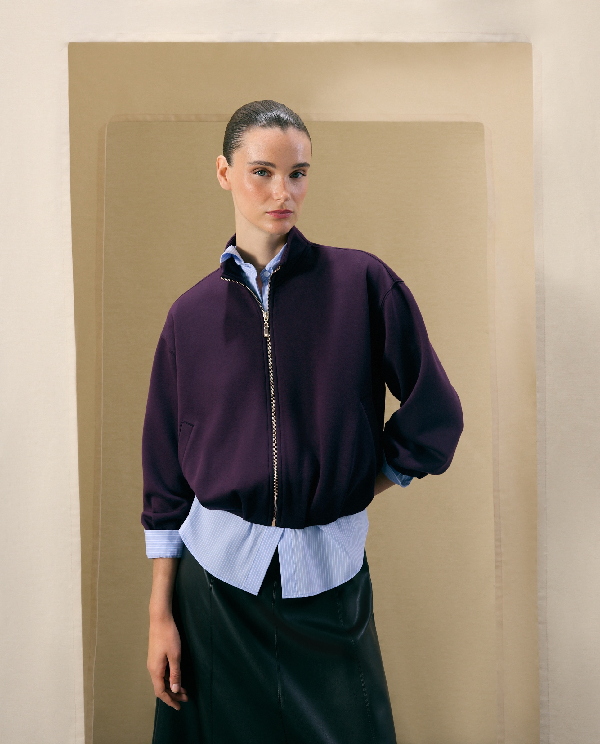 Sudadera con cremallera de mujer estilo bomber - Woman El Corte Inglés - 120 Crudo 120 Crudo-1
