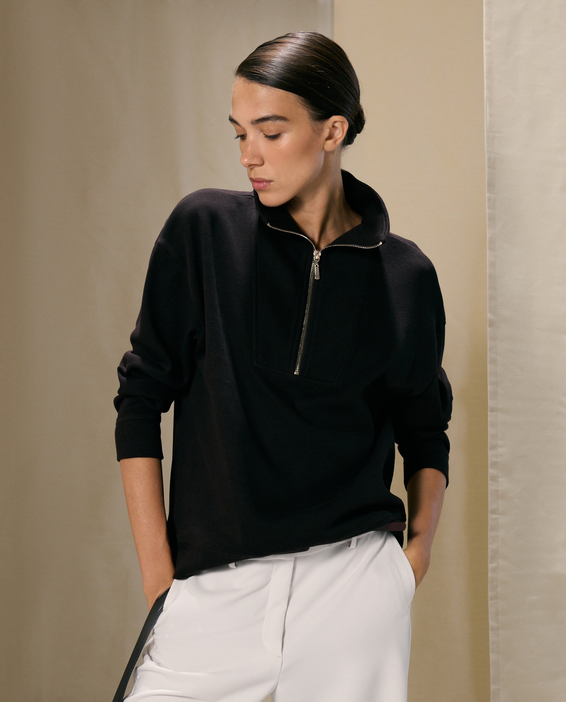 Imagem 0 de Sweatshirt Estampada com Gola com Fecho de Correr