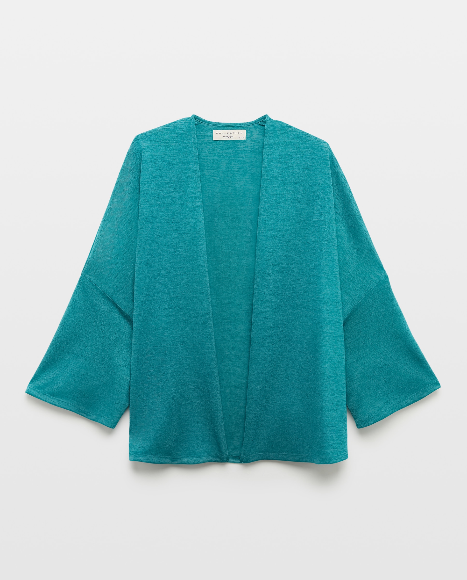 Casaco Tipo Kimono Liso 450 Turquesa-4