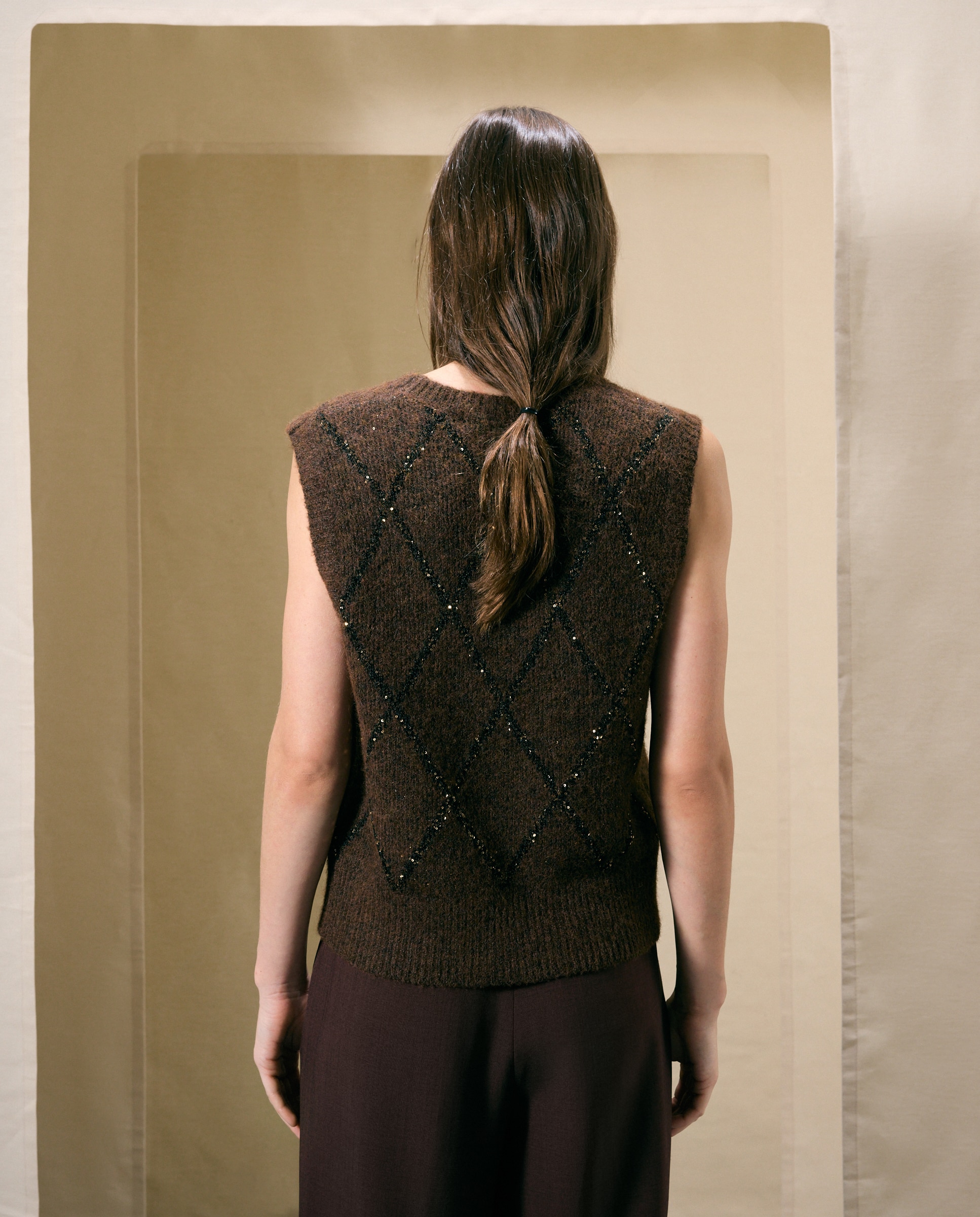 Chaleco de lentejuelas de mujer - Woman El Corte Inglés - Marrón Marrón-3