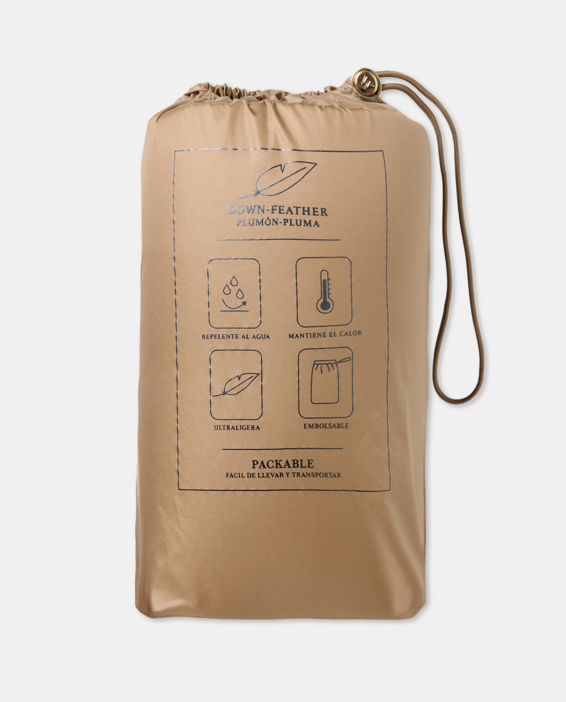 Blusão acolchoado curto liso de mulher Bege-7