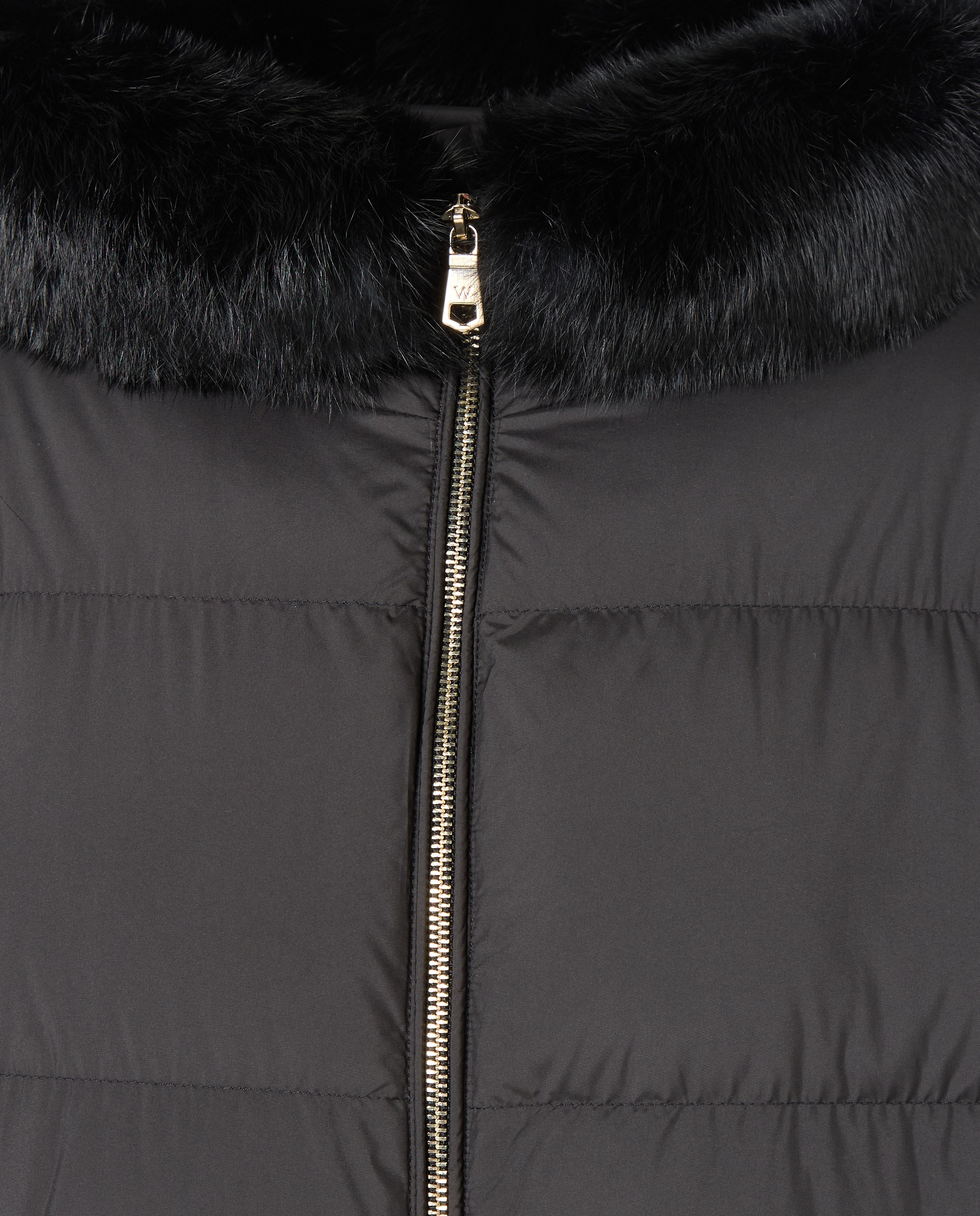 Blusão acolchoado curto liso de mulher Preto-6