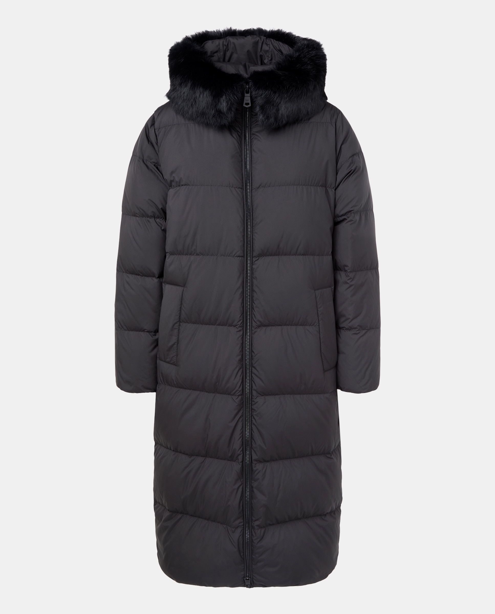 Blusão Acolchoado Comprido Liso Preto-5