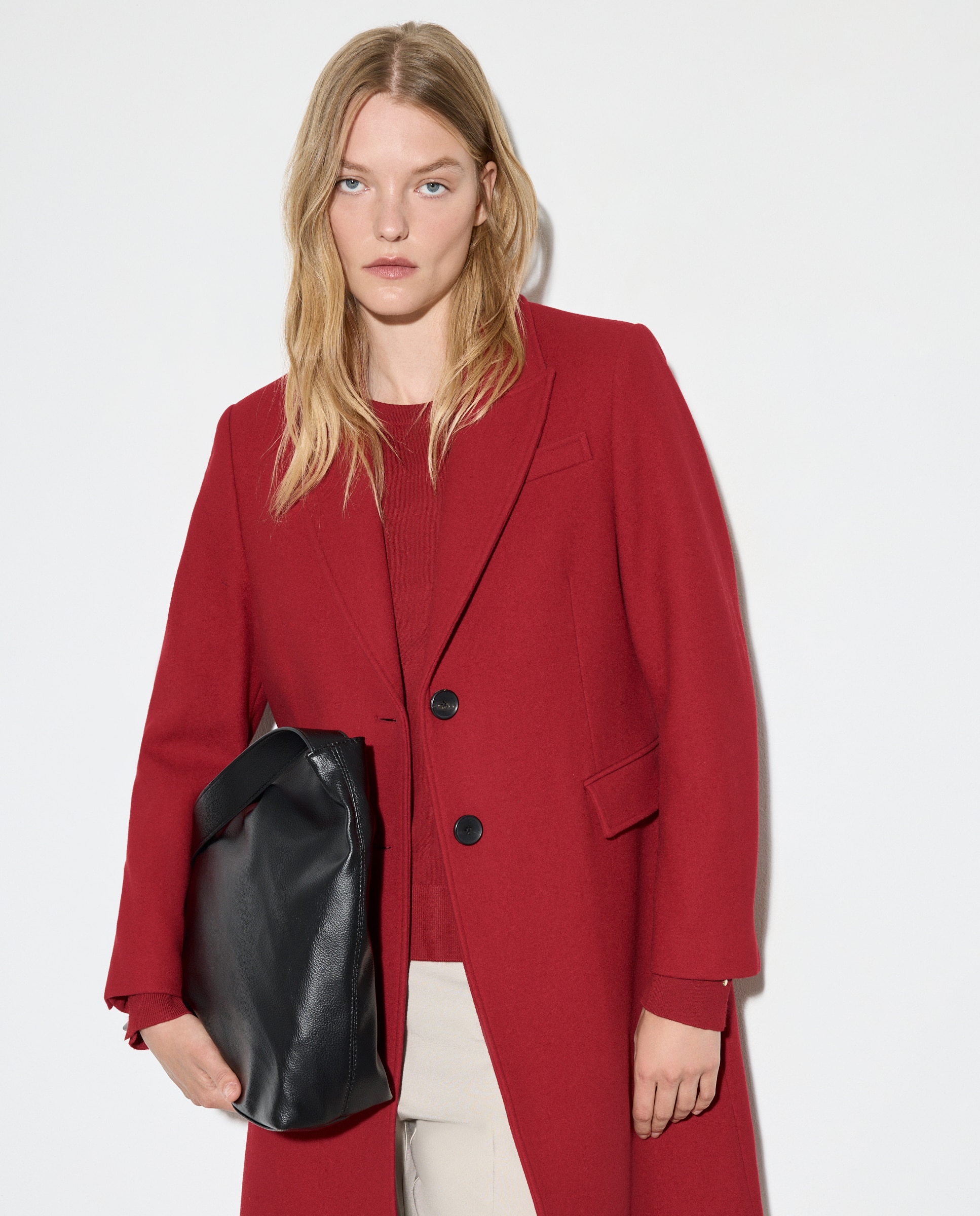 Sobretudo Comprido de Pano Liso 600 Vermelho-1